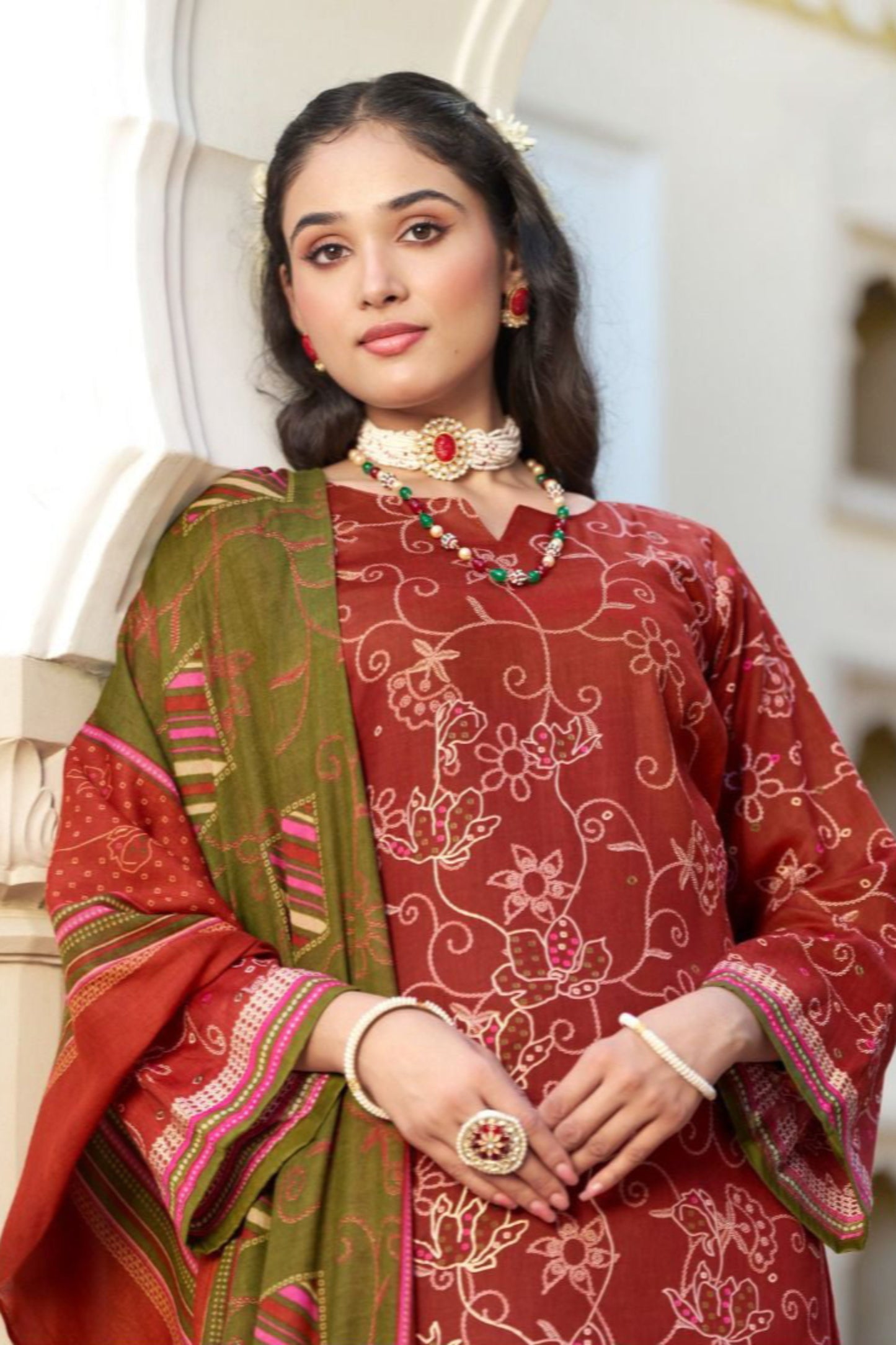 Red Color Ramadan Eid designer cotton with print salwar kameez