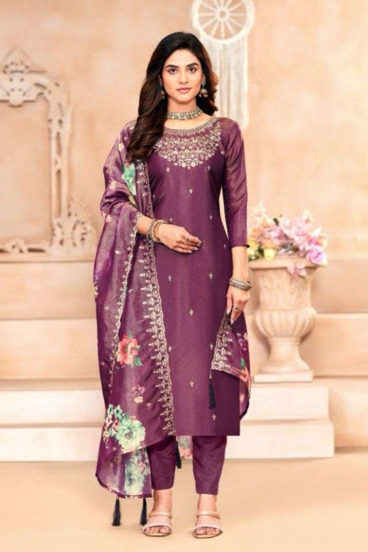 Wine-colored cotton wear offers a rich, regal look—perfect for evening functions and festive celebrations with a touch of elegance.