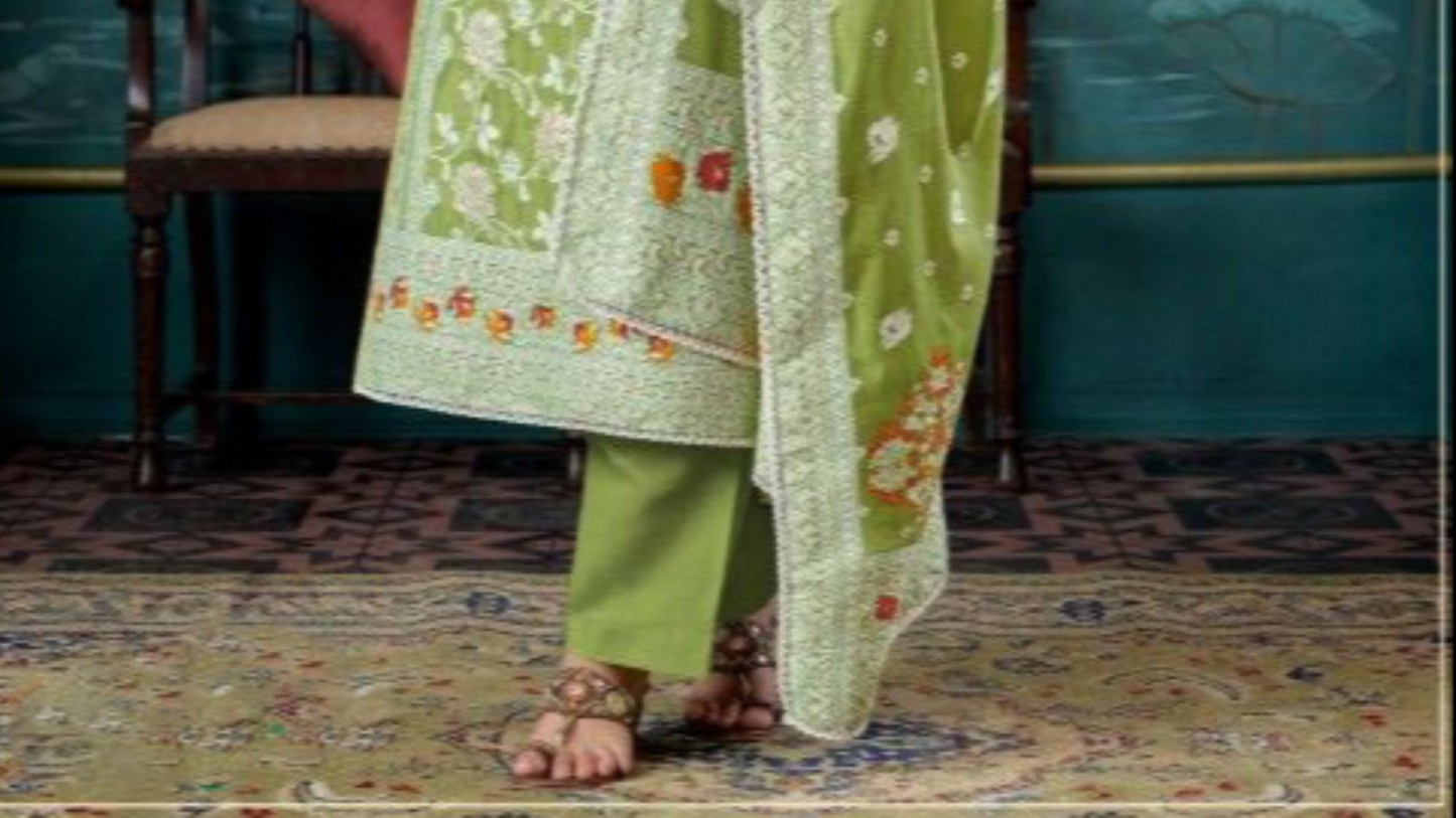 Pistachio green cotton outfit with a fresh and soothing feel, perfect for everyday wear, summer outings, and festive mornings.