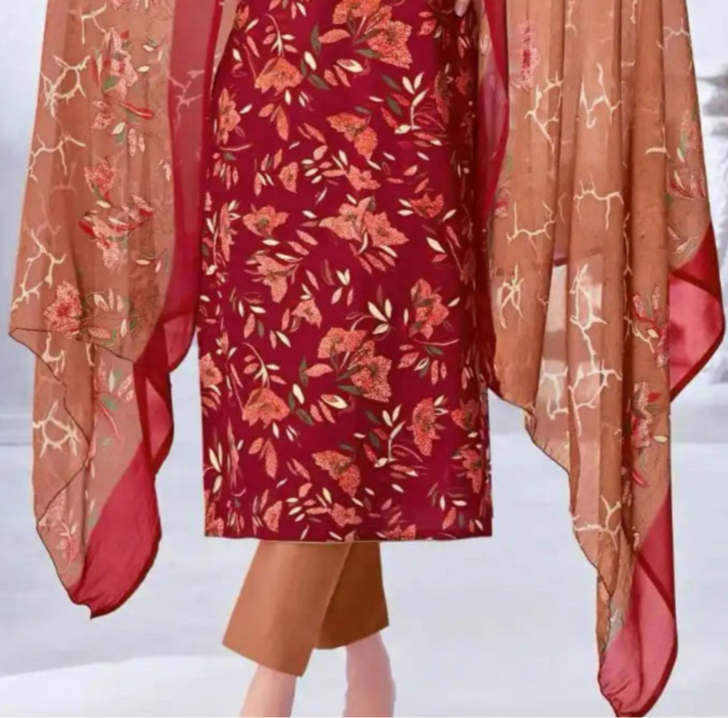 Red cotton outfit with a bold and vibrant flair, perfect for festive occasions, cultural celebrations, and eye-catching everyday wear.