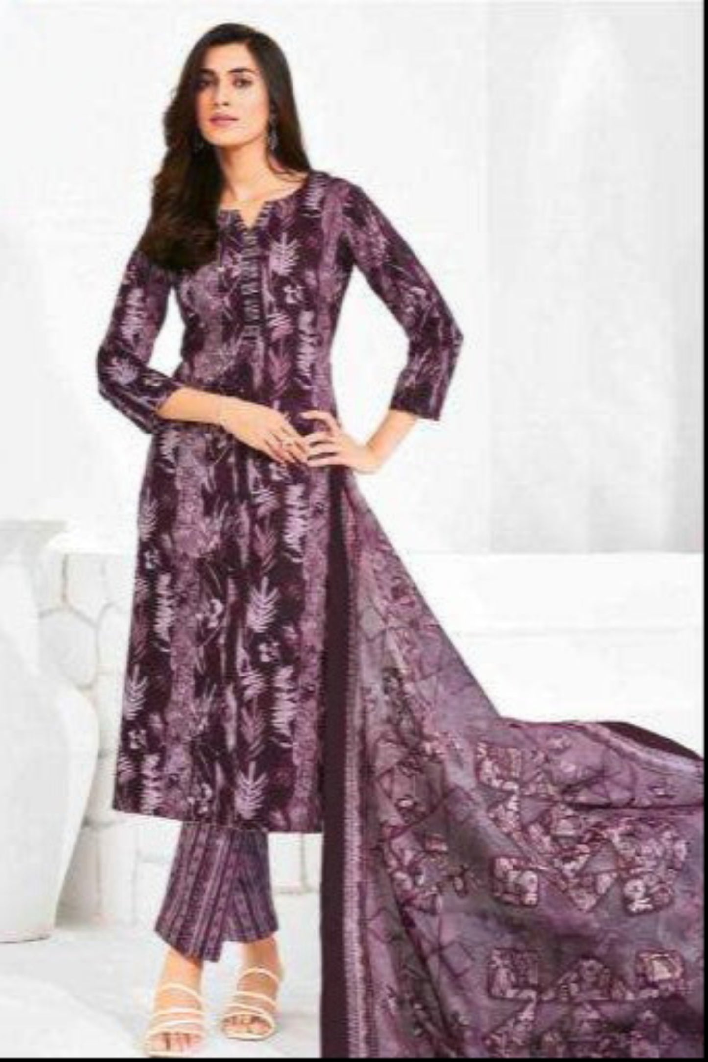 Mauve purple cotton outfit with a soft, elegant charm, perfect for serene festive moments, casual outings, and graceful everyday wear.
