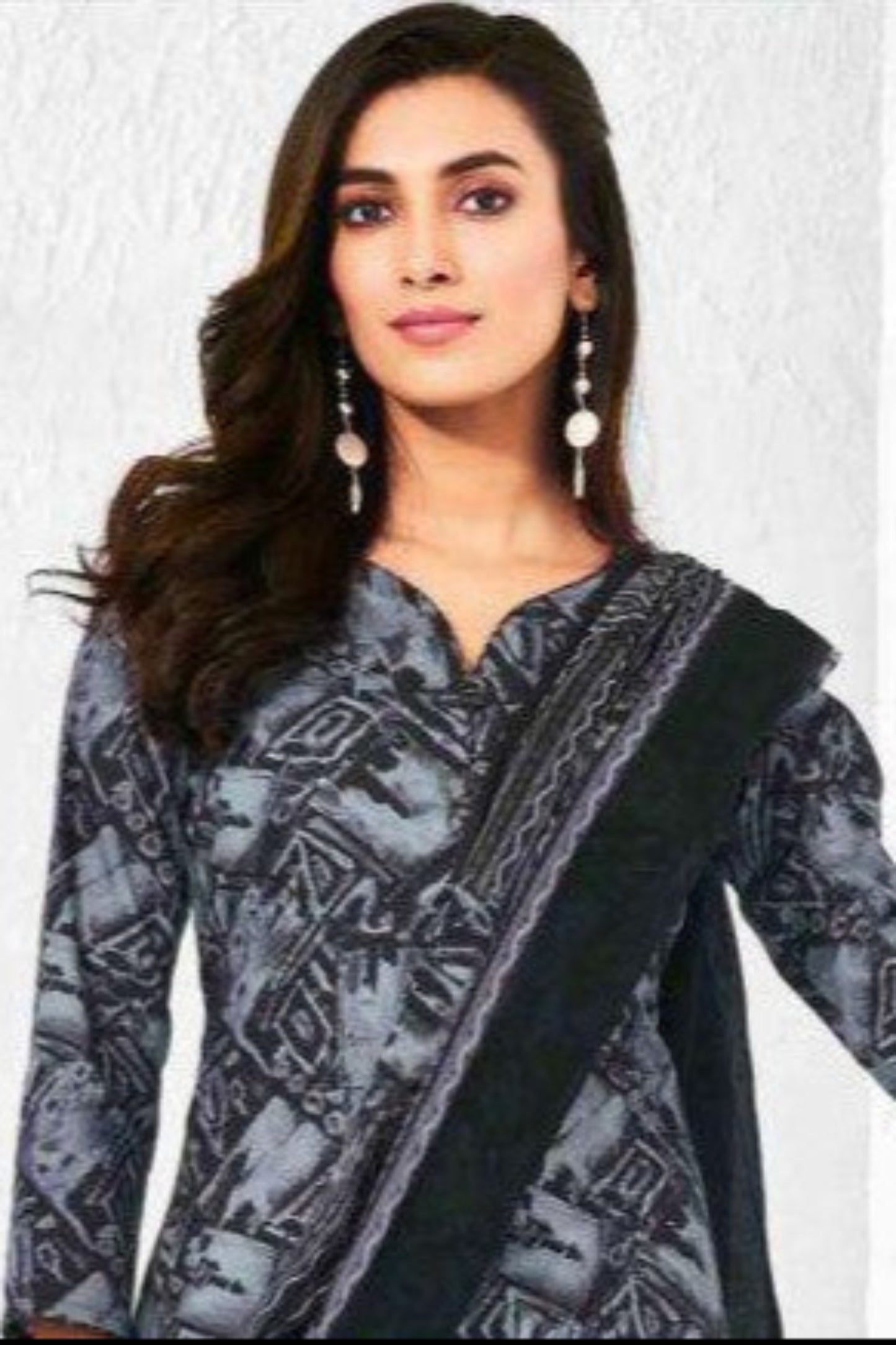 Prussian blue cotton outfit with a deep and refined elegance, perfect for formal gatherings, evening events, and graceful everyday wear.