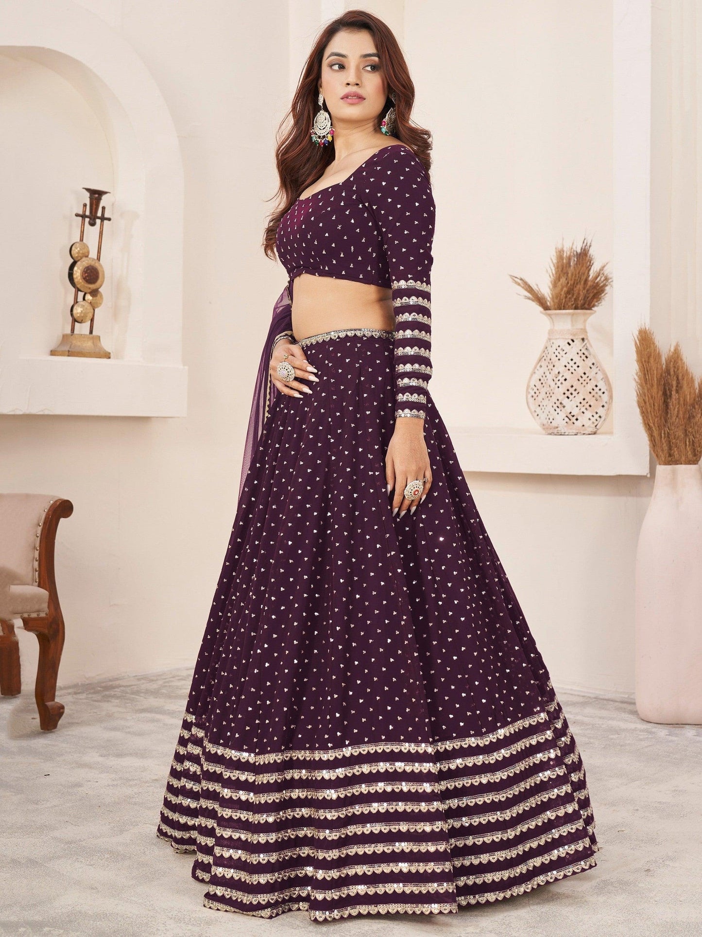 "Celebrate Indian roots in the U.S. with our lehengas."