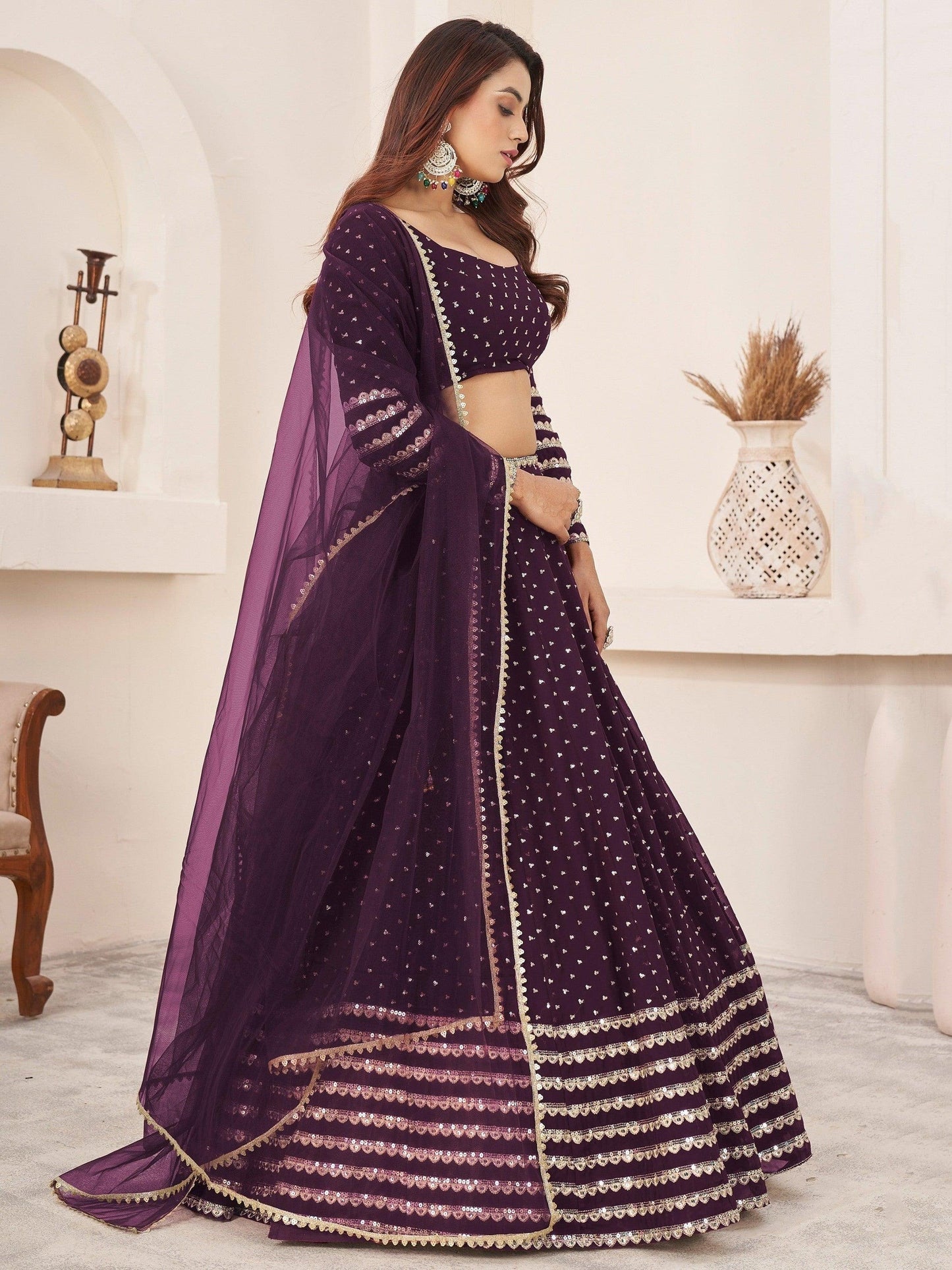 "Celebrate Indian roots in the U.S. with our lehengas."