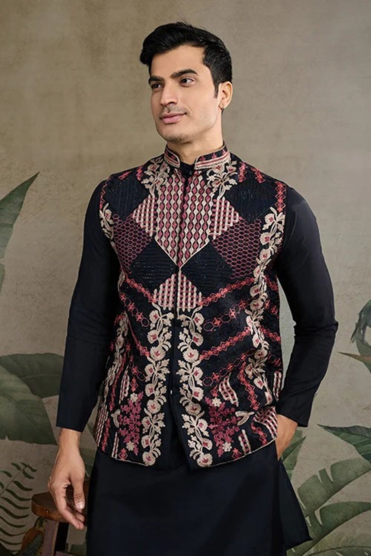 Premium Black Color Viscose Silk Kurta Set For Men Real Mirror Work With Matching Pant