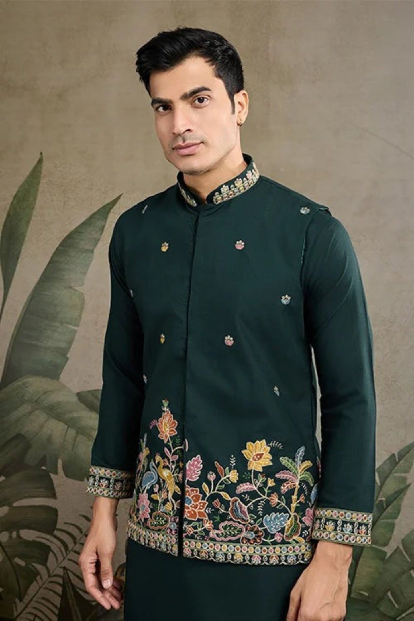 Green Color Viscose Silk Kurta Set For Men Real Mirror Work With Matching Pant