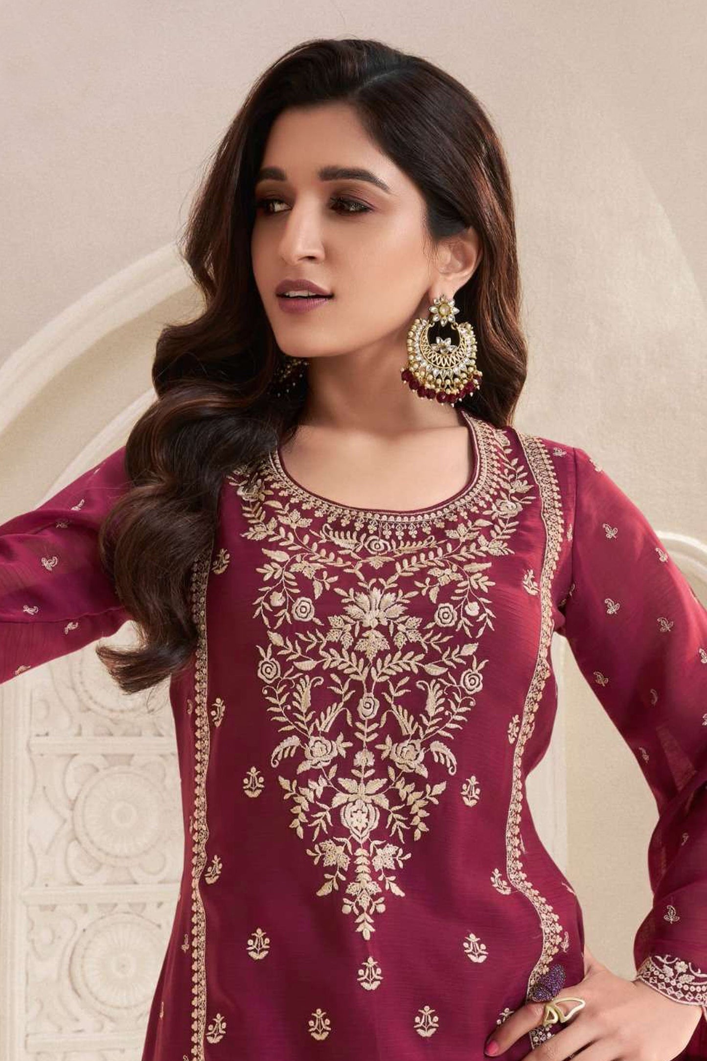 Red Salwar Kameez Desginer Suit With Embroidery Work For Eid And Diwali For Women