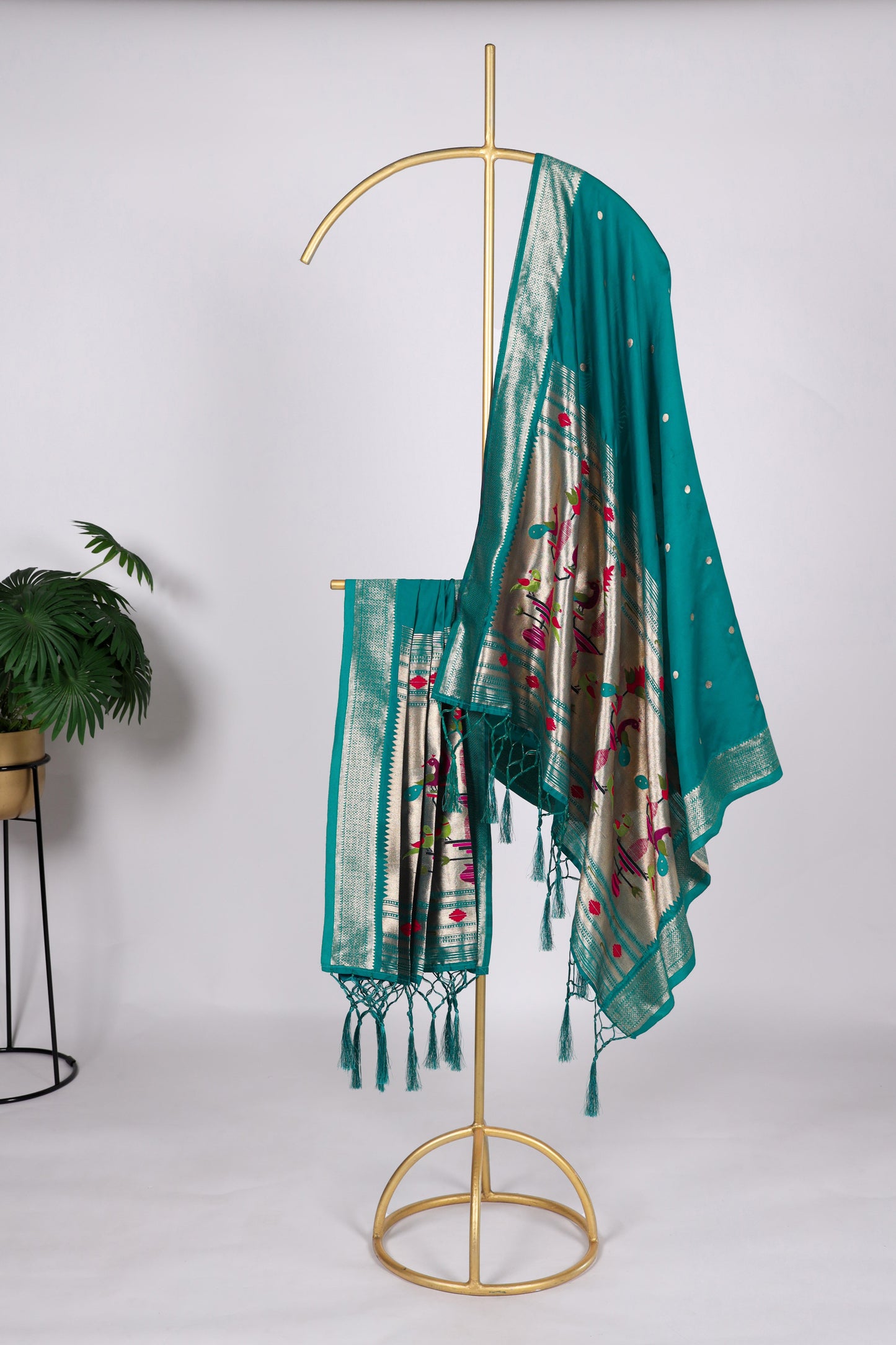 Teal blue color Gaji silk fabric with printed dupatta, adorned with elegant ethnic patterns that bring a refreshing and stylish touch to your salwar kameez ensemble.