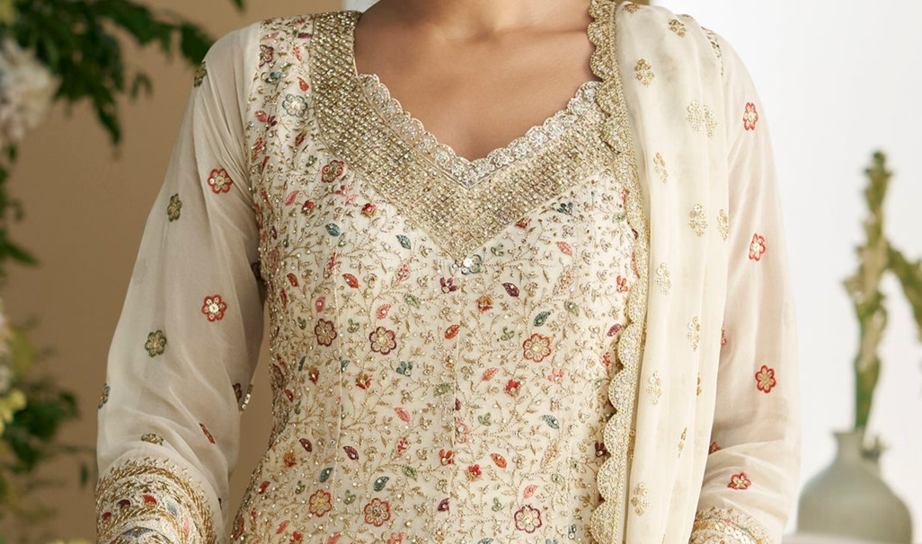 Heavy Embroidery Worked Salwar Kameez Palazzo With Dupatta Dresses
