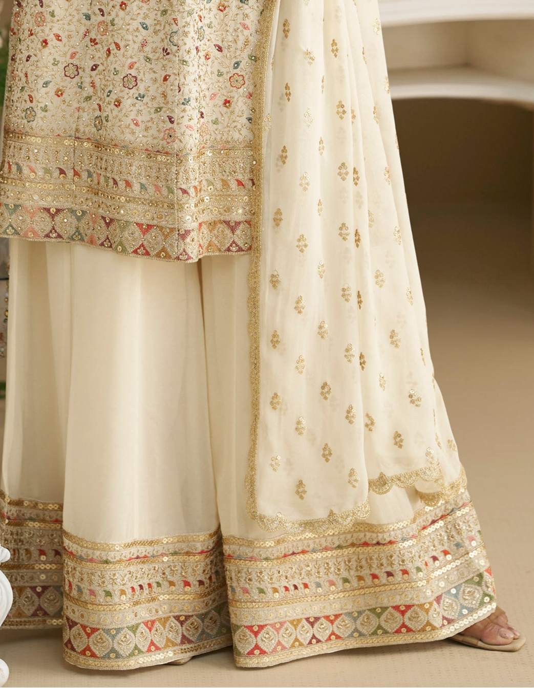 Heavy Embroidery Worked Salwar Kameez Palazzo With Dupatta Dresses