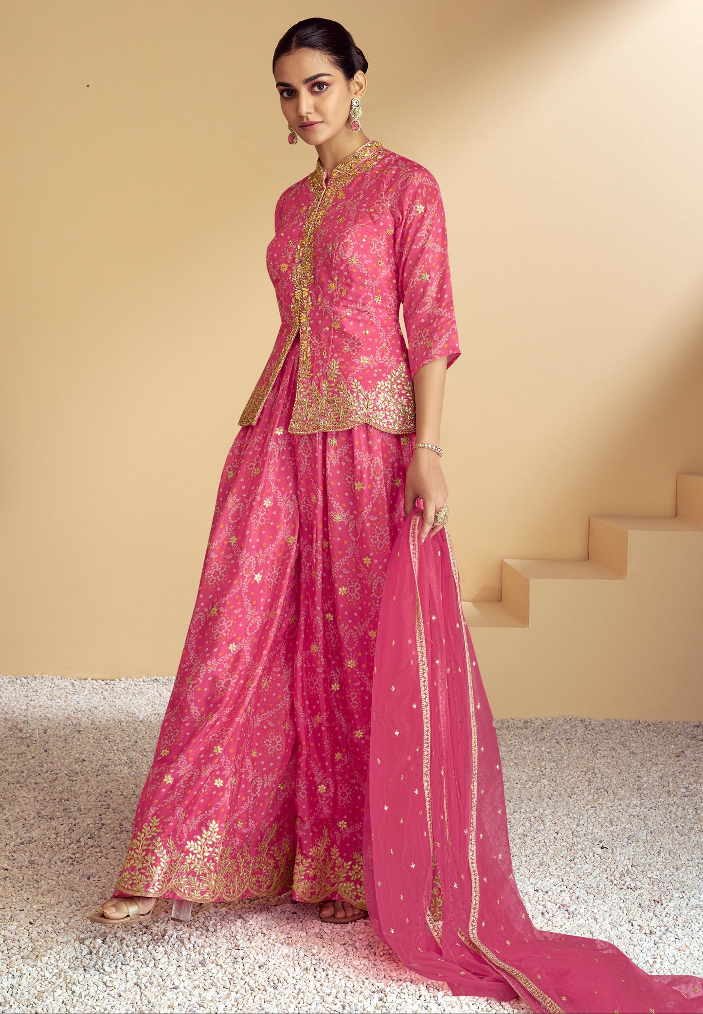 Fancy Pakistani Sharara suit for reception party USA