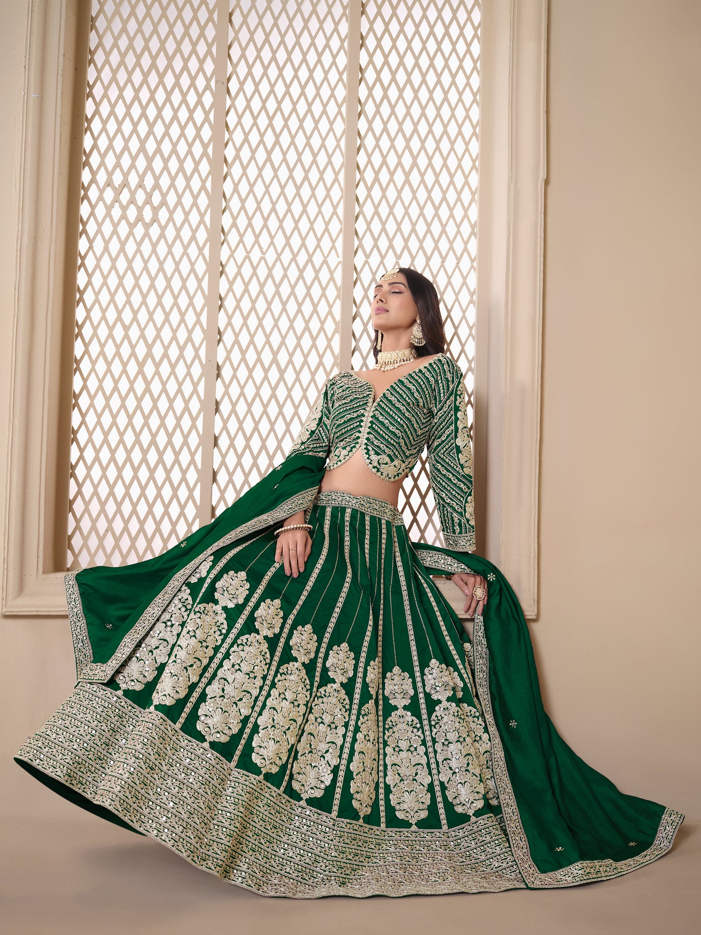 "Elegant lehengas for U.S.-based Indian celebrations."