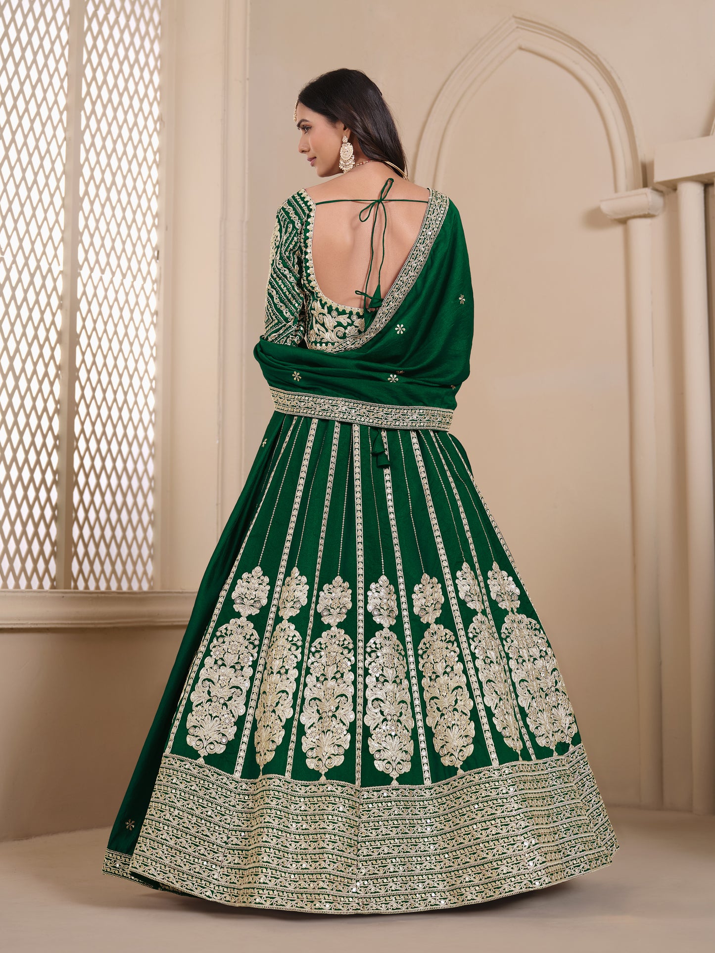 "Elegant lehengas for U.S.-based Indian celebrations."