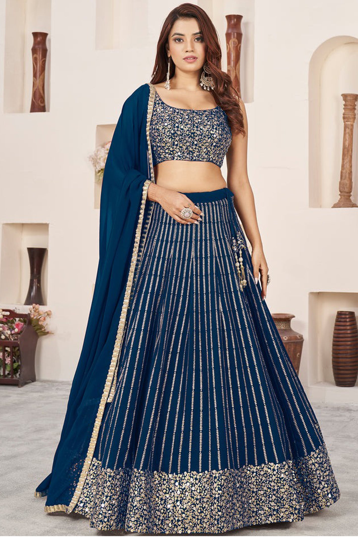 "Desi lehengas for American celebrations."