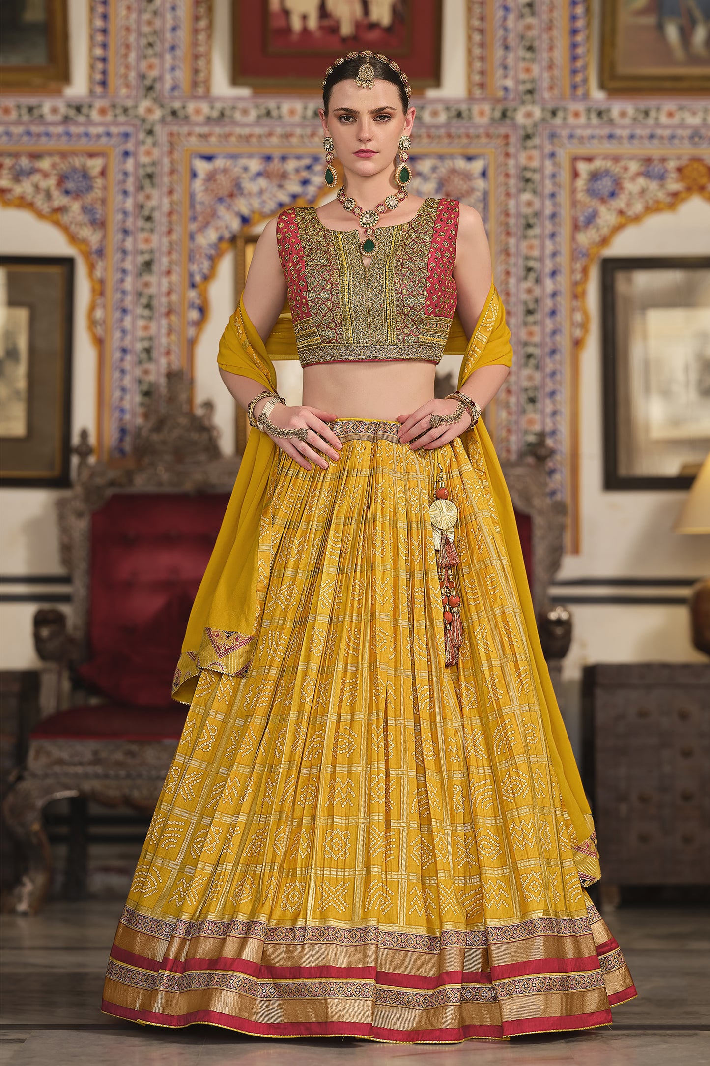 "Traditional lehengas for modern Indian Americans."