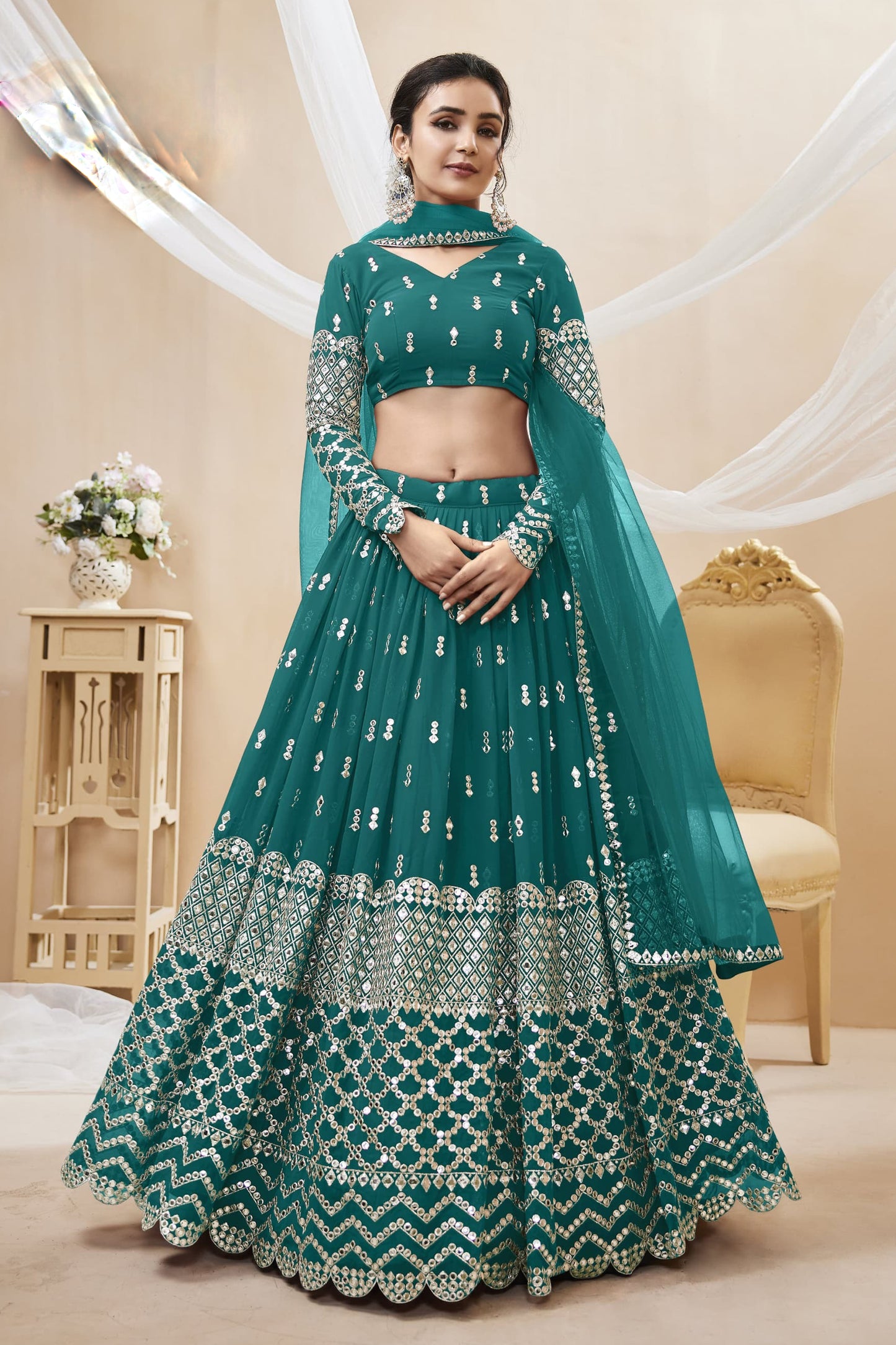 "Diwali party lehengas in the U.S."