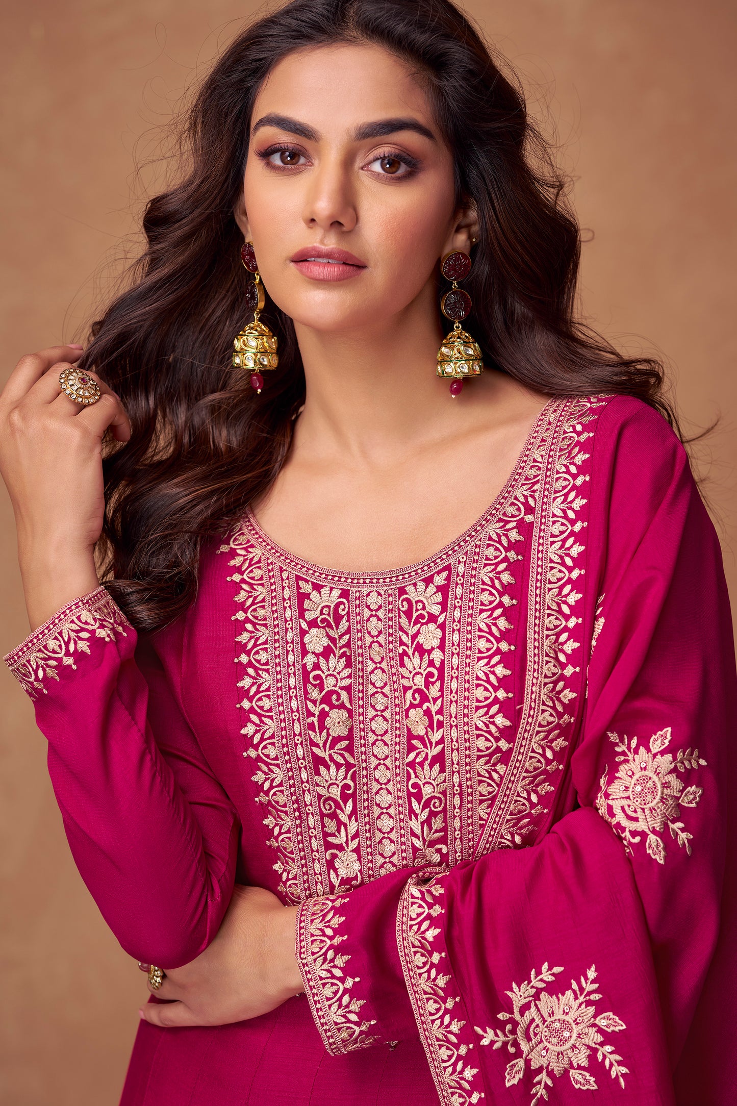 "Beautiful Anarkali gown with embroidery, ideal for weddings and special occasions."