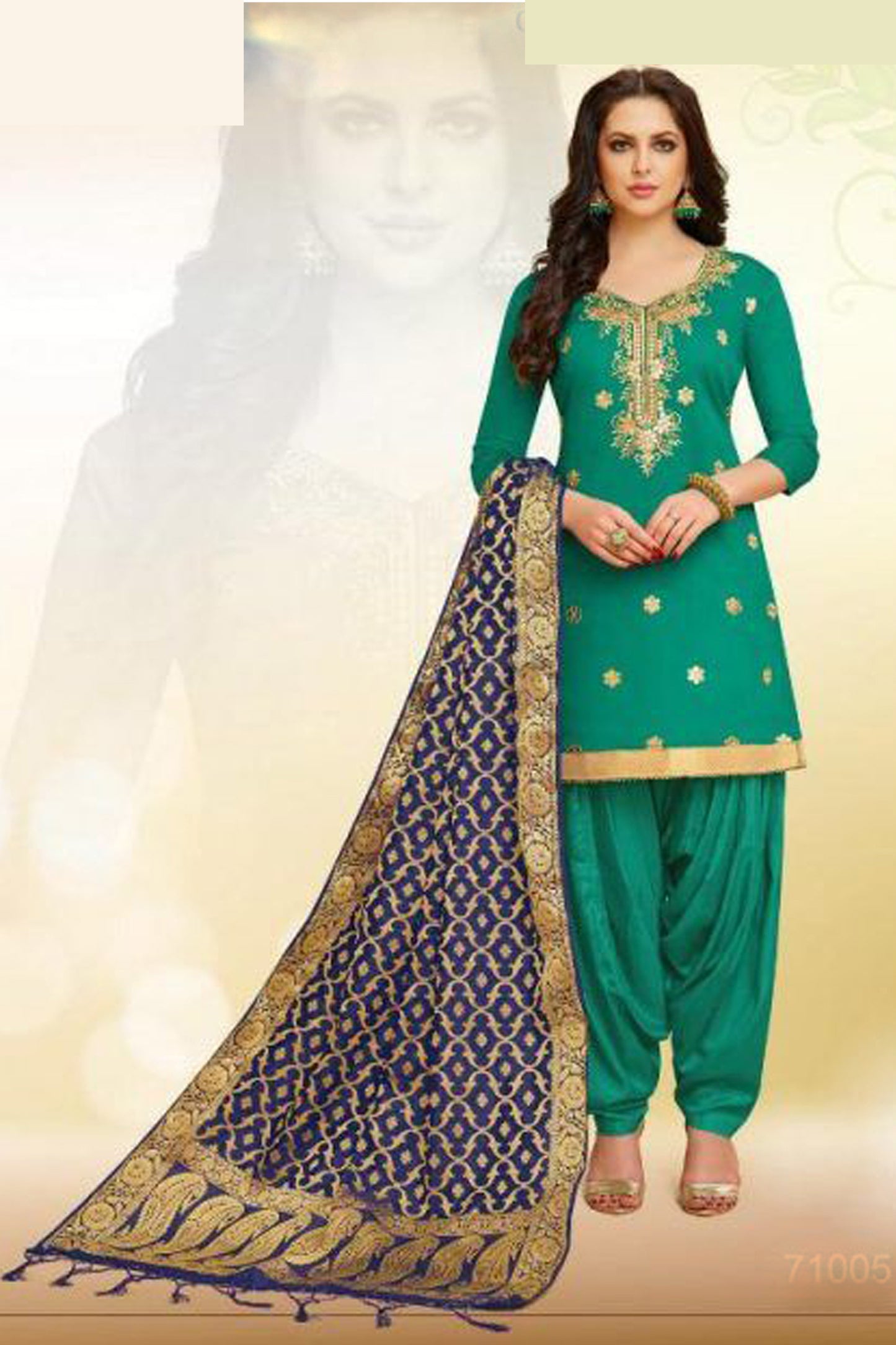 Diwali Wear Green Salwar Kameez Dupatta Suits For Women's Wear