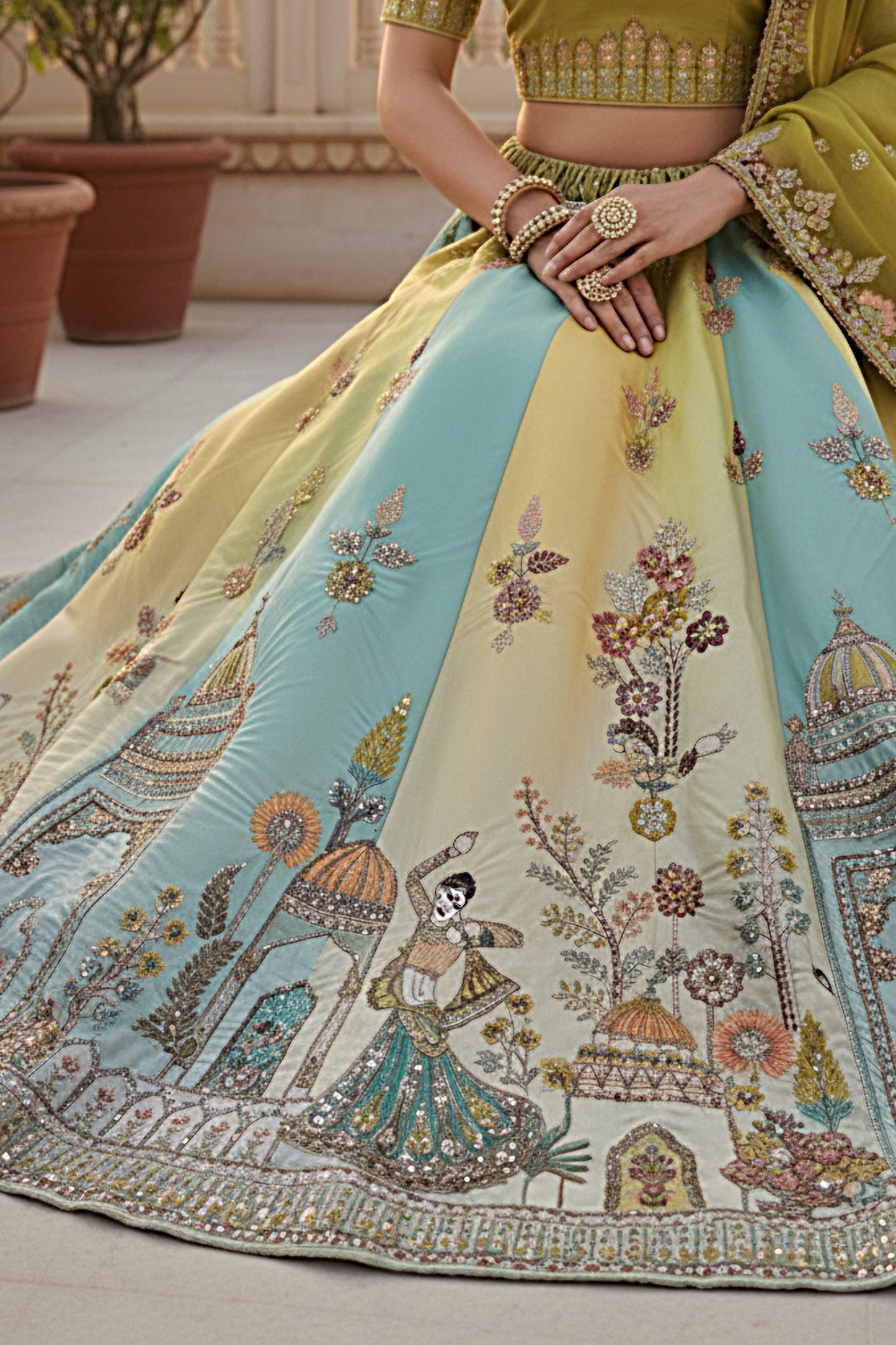 Haldi Indian Wedding Wear Lehengha Choli For USA