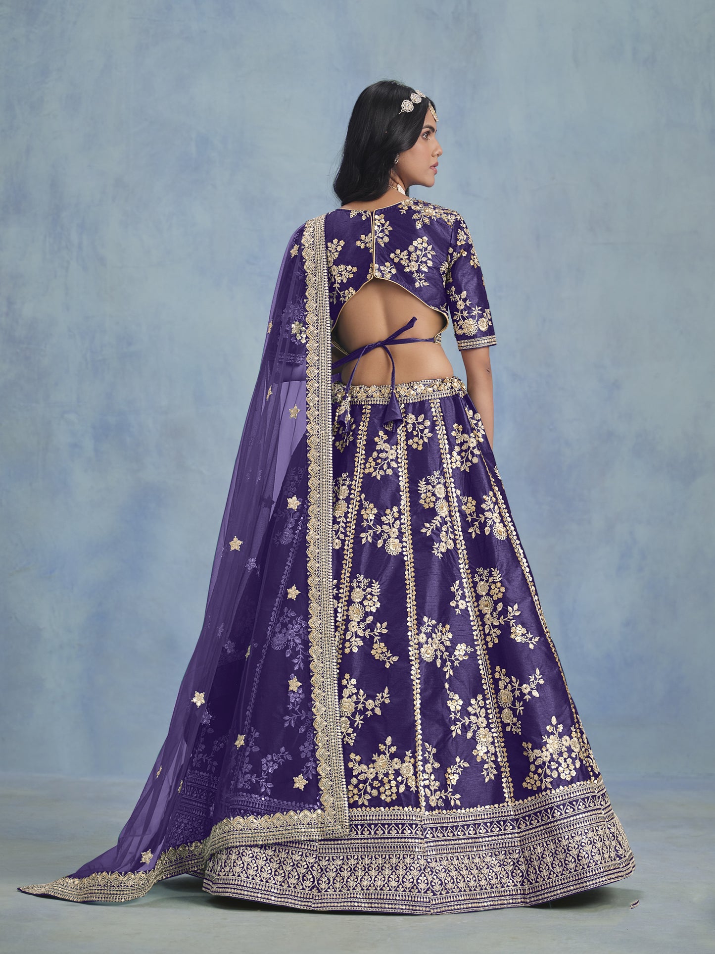 Newest Purple Colour lehenga Dress For Special Wedding-Reception
