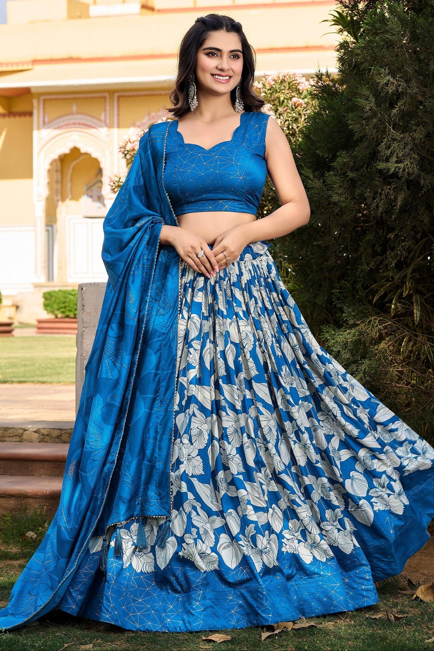 "Elegant lehengas for U.S.-based Indian celebrations."
