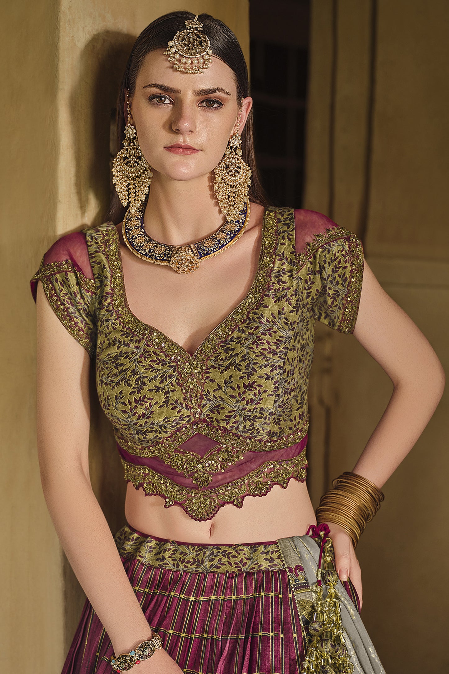 "Stylish lehengas for U.S.-based Indian functions."