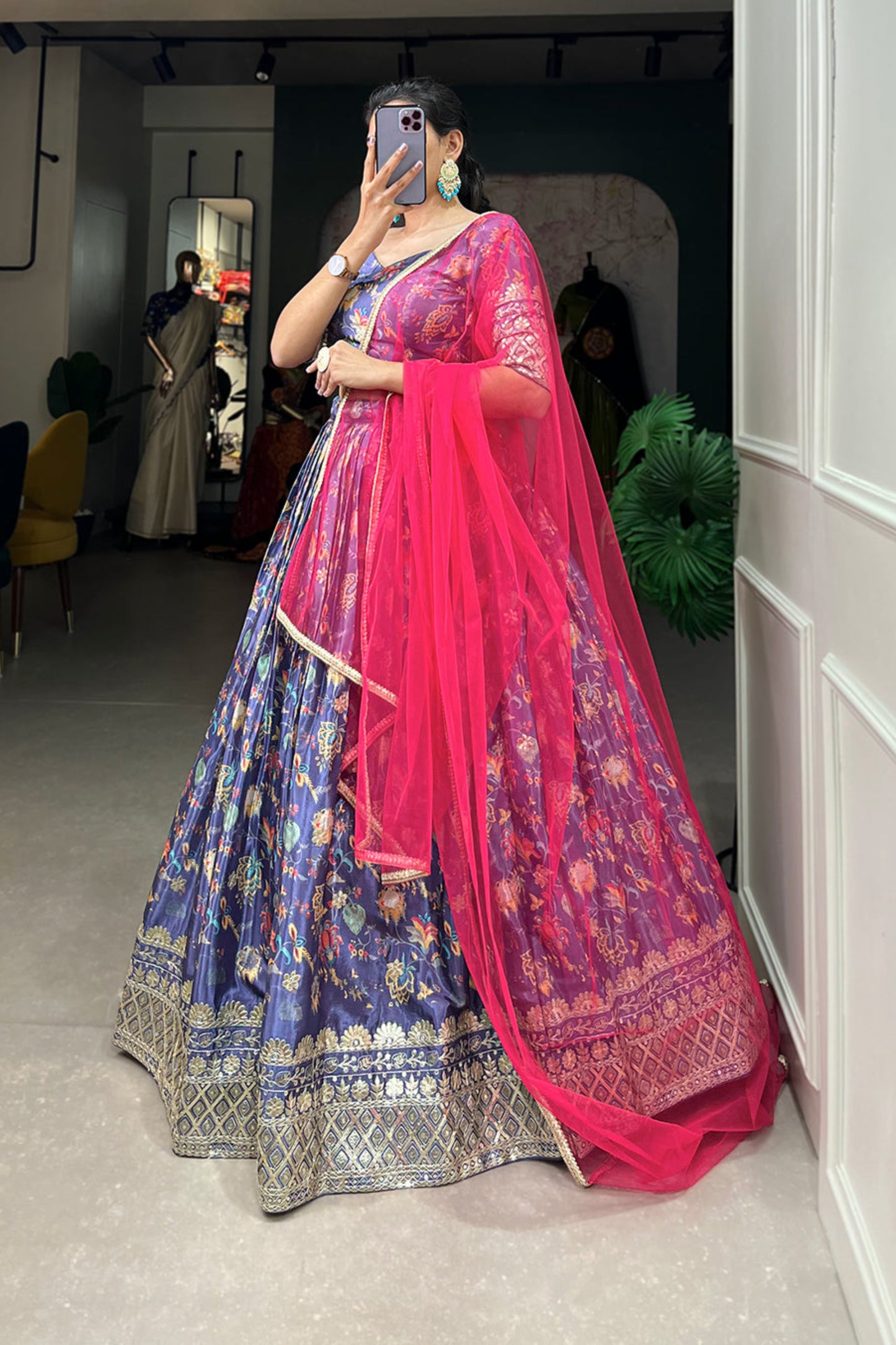 purple lehenga,plus size available,Comfort Fit,Premium Fabric,Express Delivery.