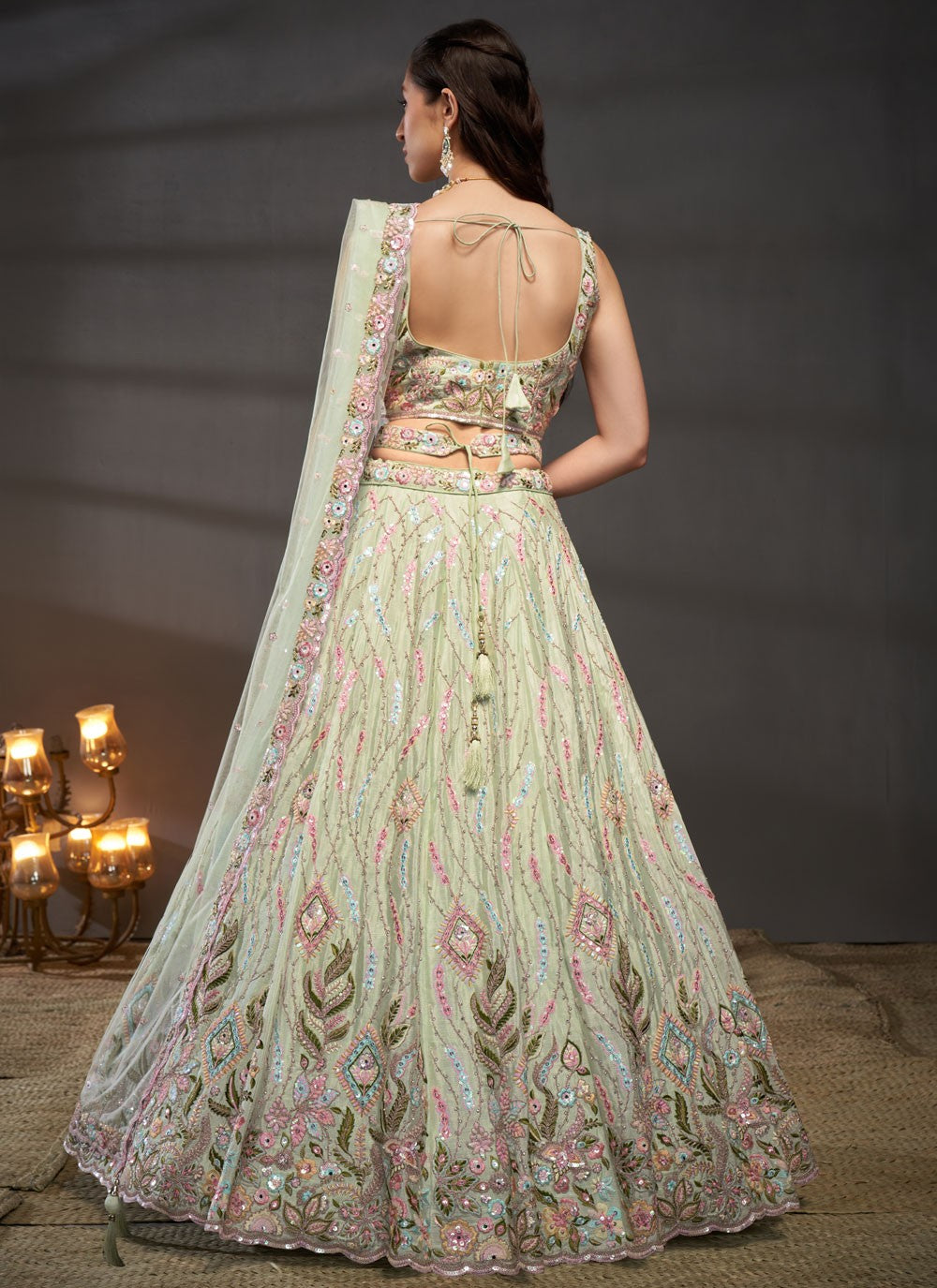 pastel green lehenga,plus size available,Comfort Fit,Premium Fabric,Express Delivery.