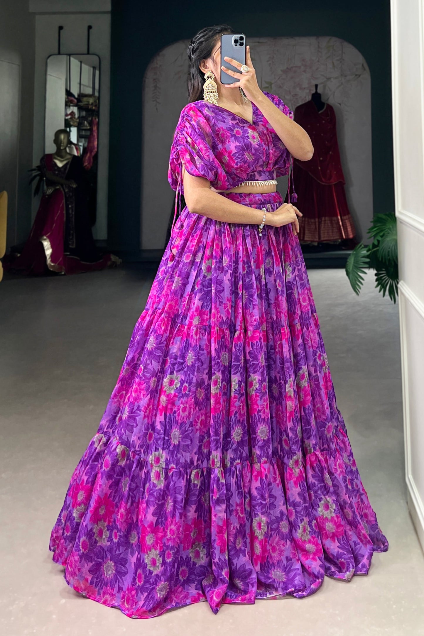 purple lehenga,plus size available,Comfort Fit,Premium Fabric,Express Delivery.