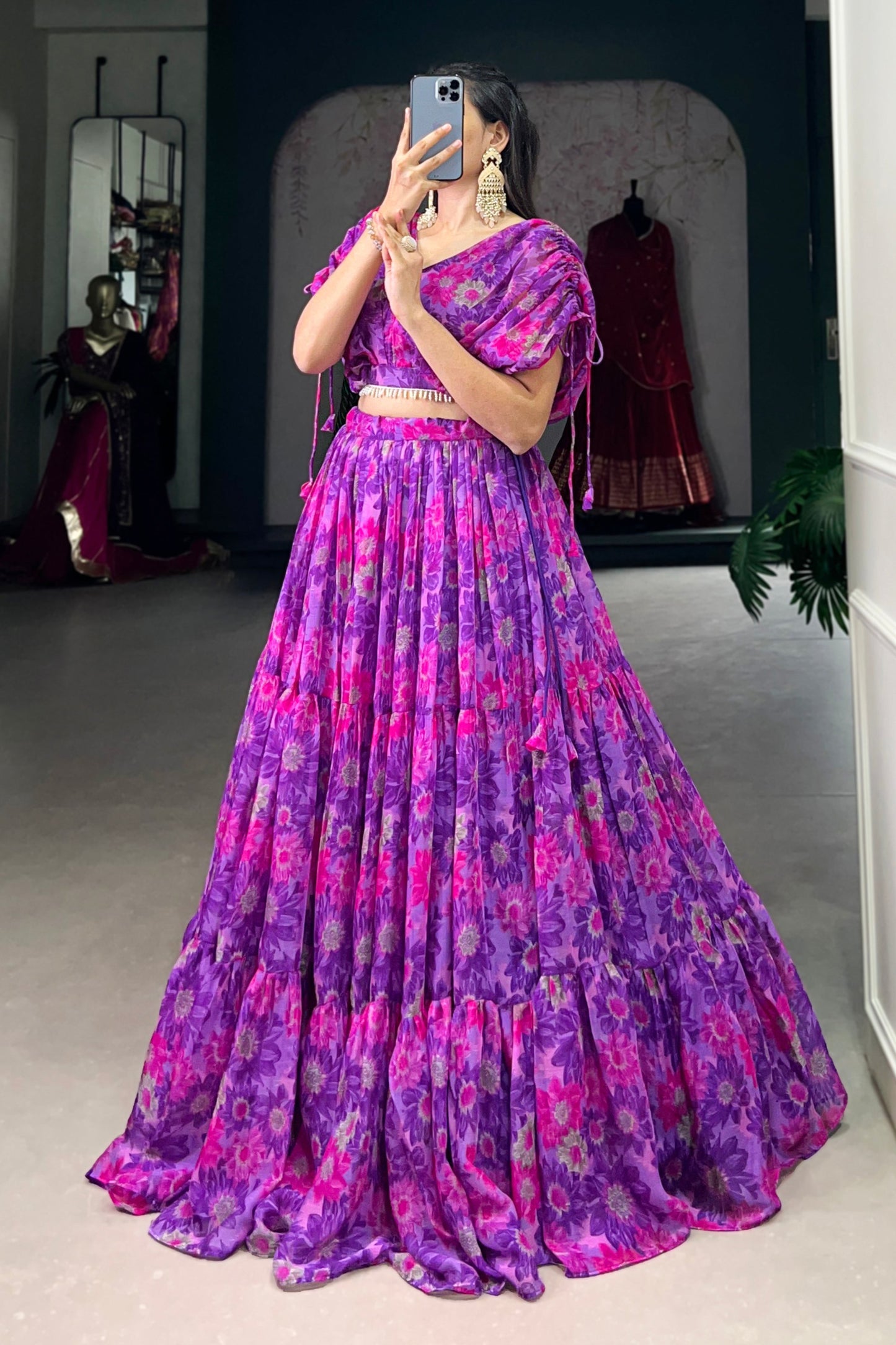 purple lehenga,plus size available,Comfort Fit,Premium Fabric,Express Delivery.