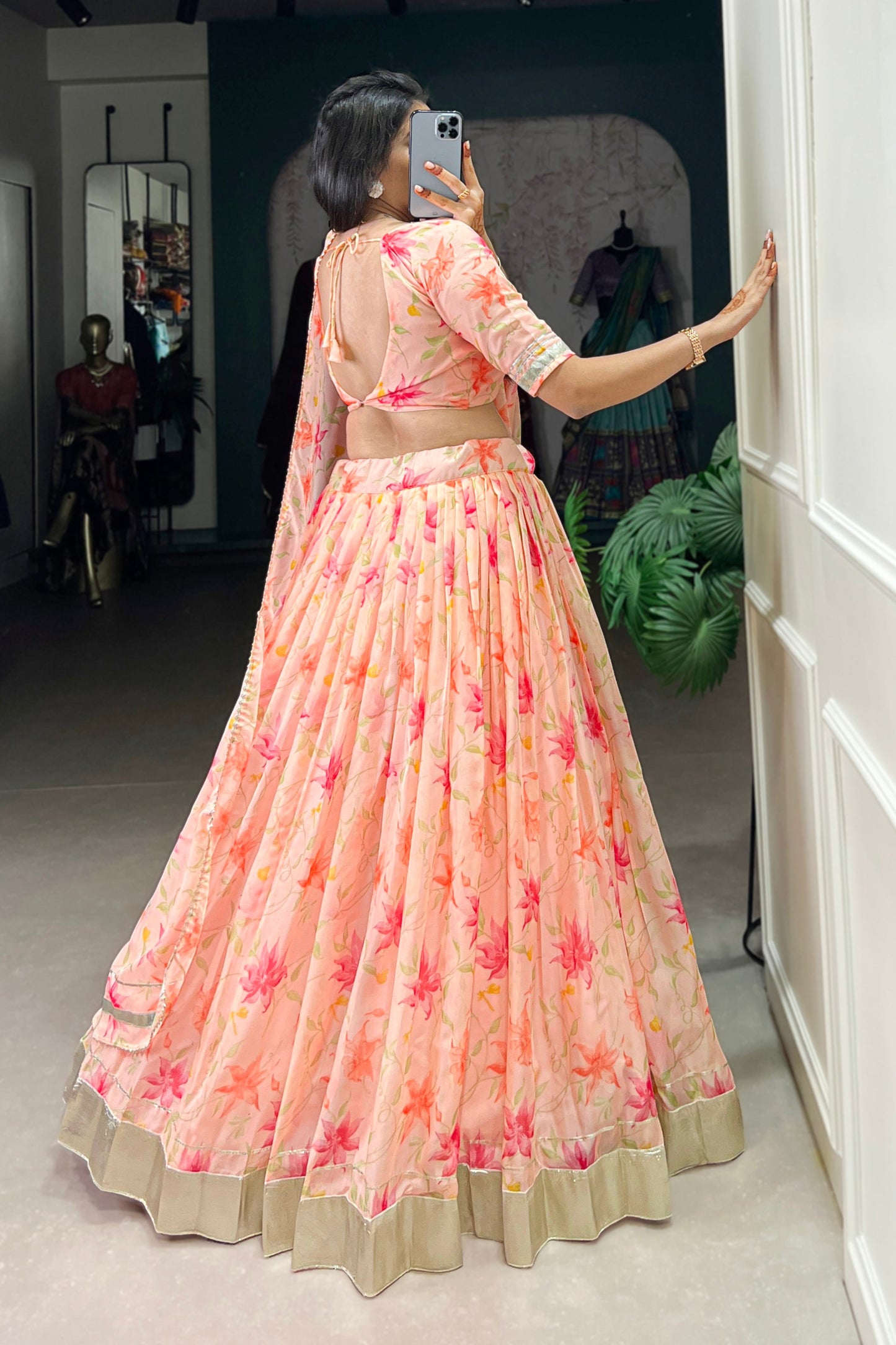 light orange lehenga,plus size available,Comfort Fit,Premium Fabric,Express Delivery.