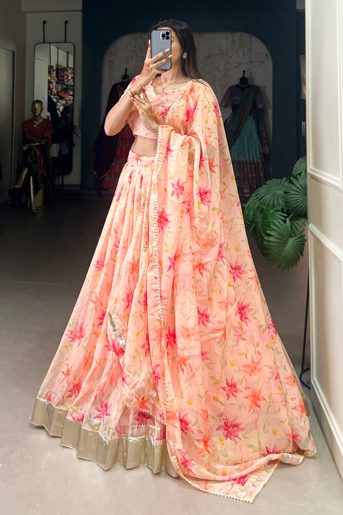 light orange lehenga,plus size available,Comfort Fit,Premium Fabric,Express Delivery.