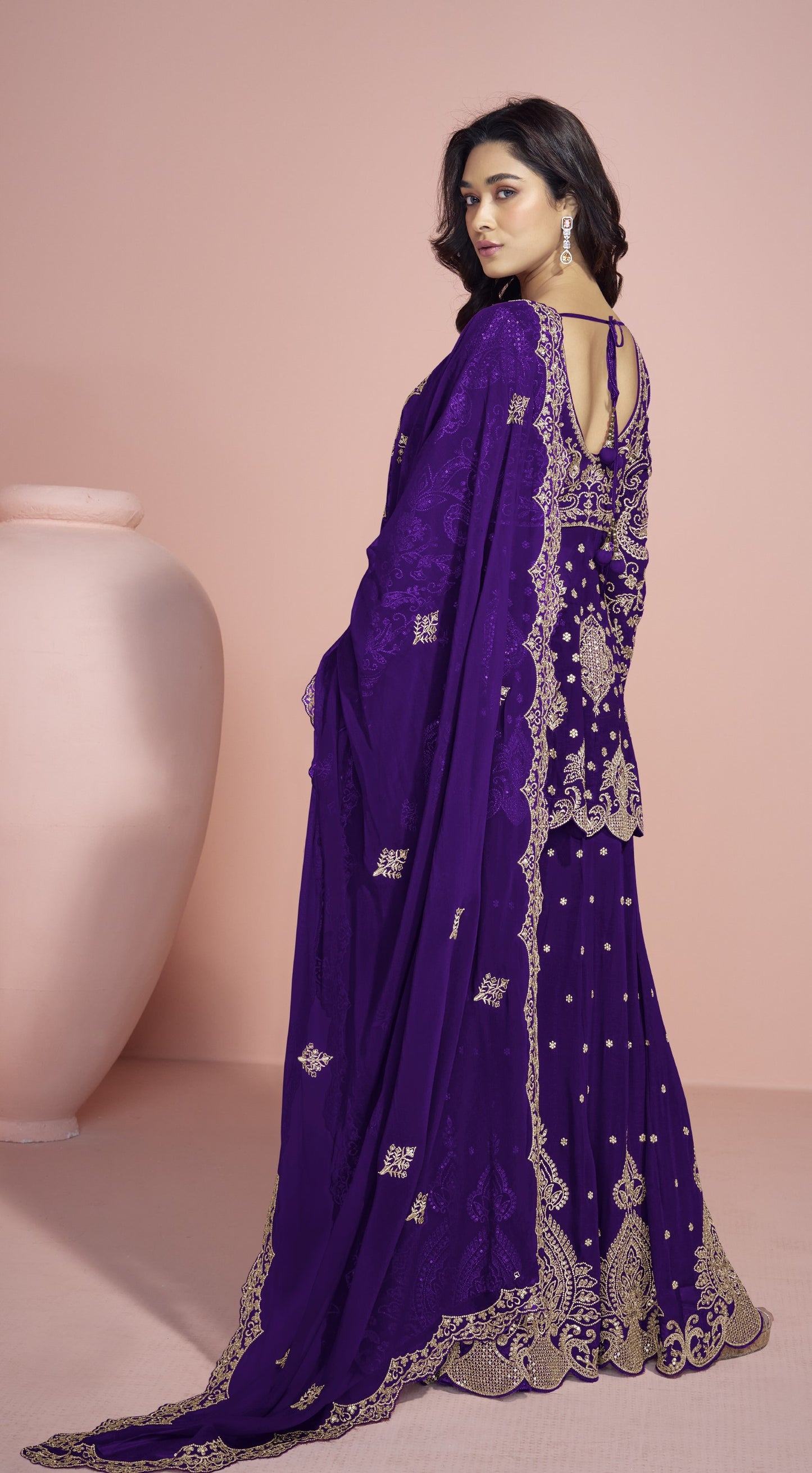 Purple Palazzo for Karva Chauth – Royal and rich, for a special evening look.