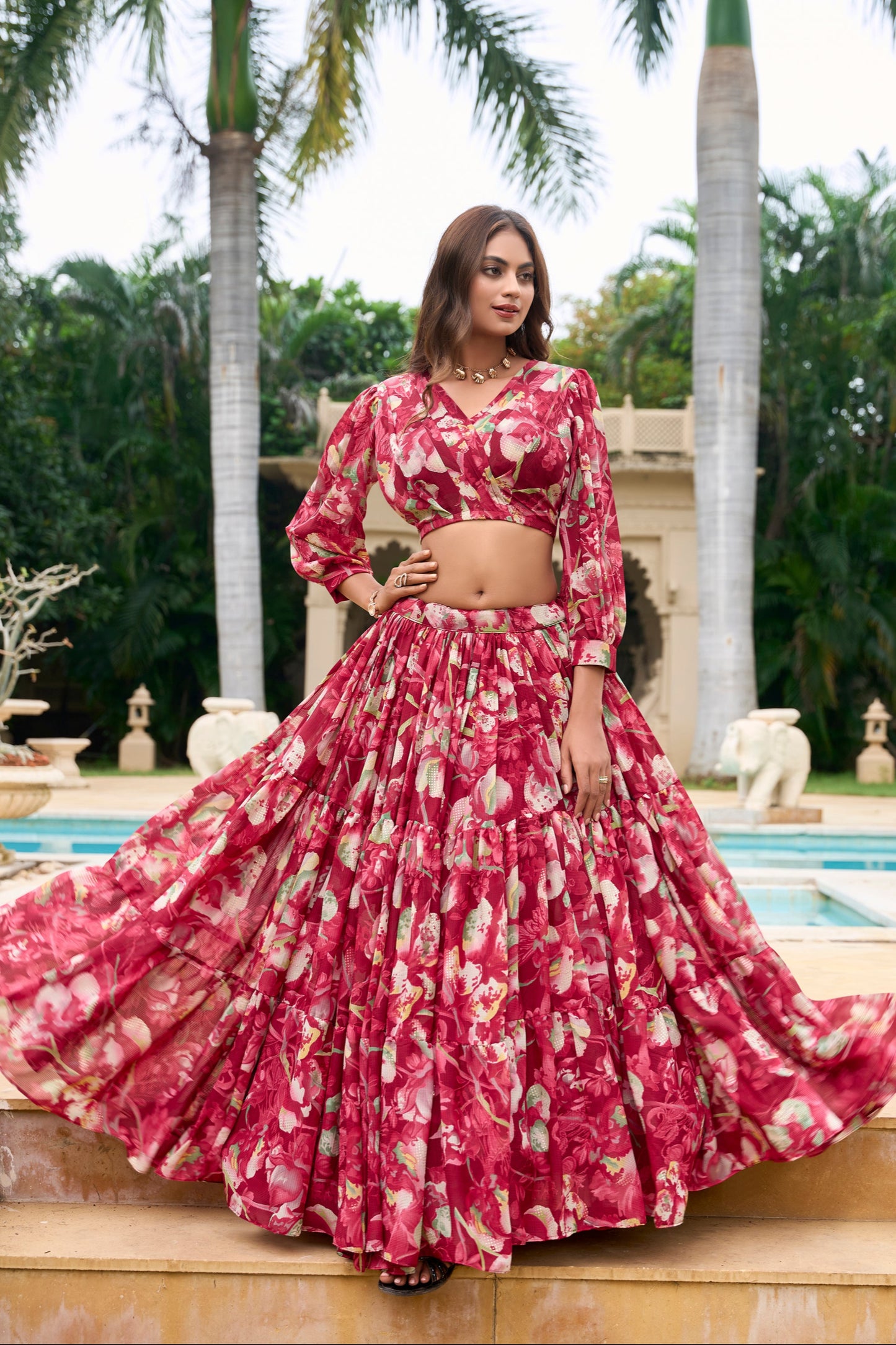 red lehenga,plus size available,Comfort Fit,Premium Fabric,Express Delivery.