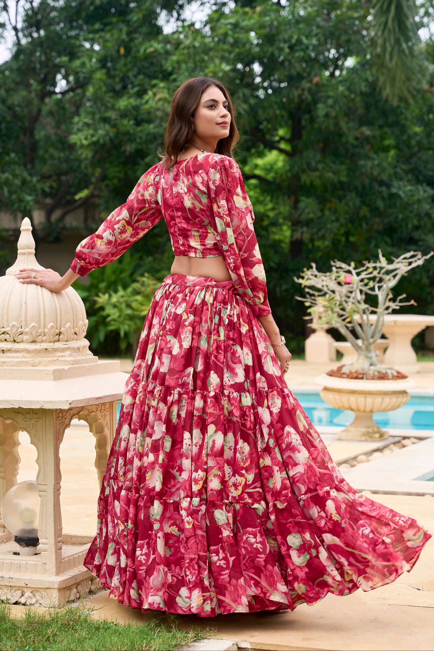 red lehenga,plus size available,Comfort Fit,Premium Fabric,Express Delivery.