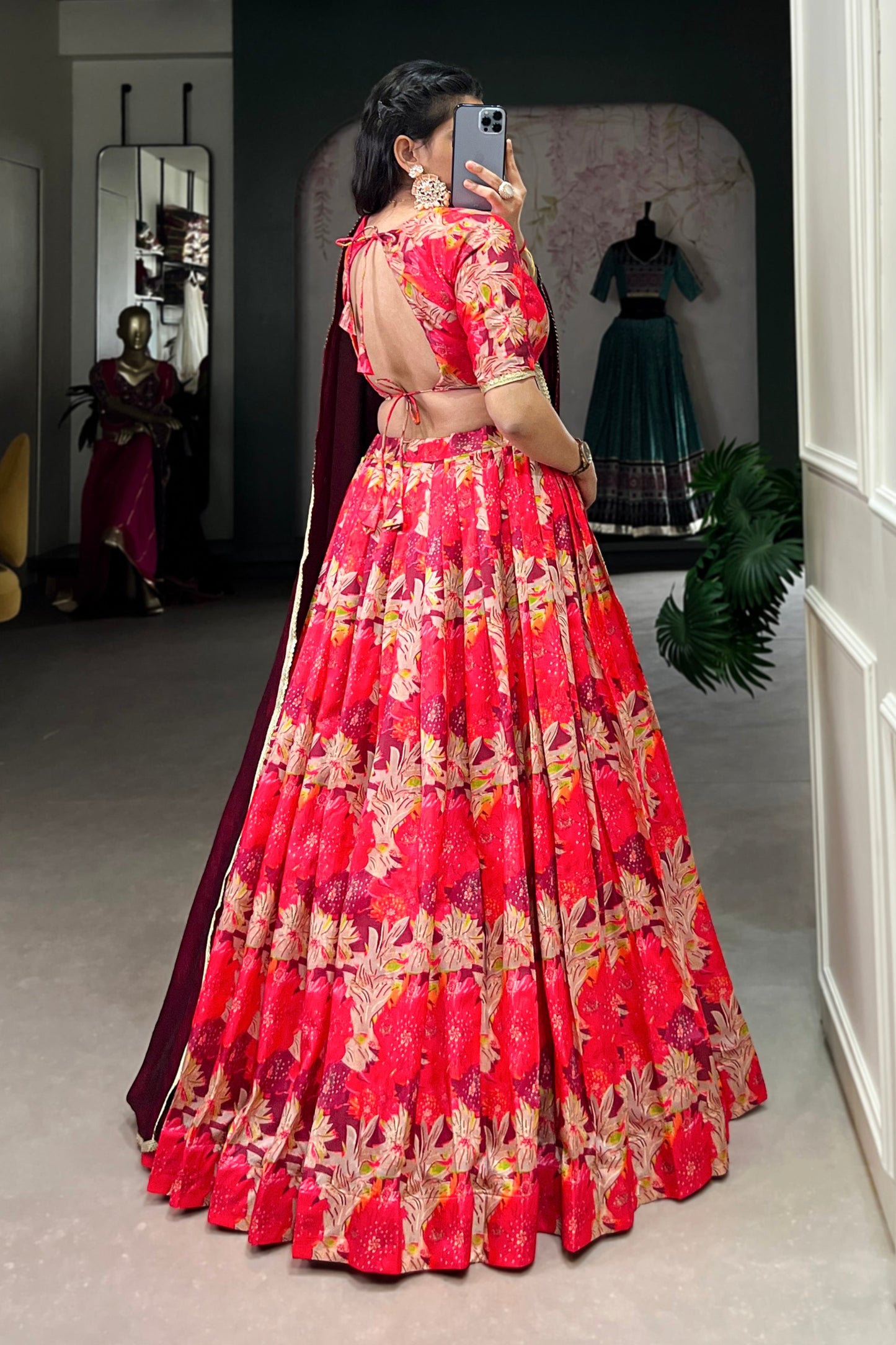 red lehenga,plus size available,Comfort Fit,Premium Fabric,Express Delivery.