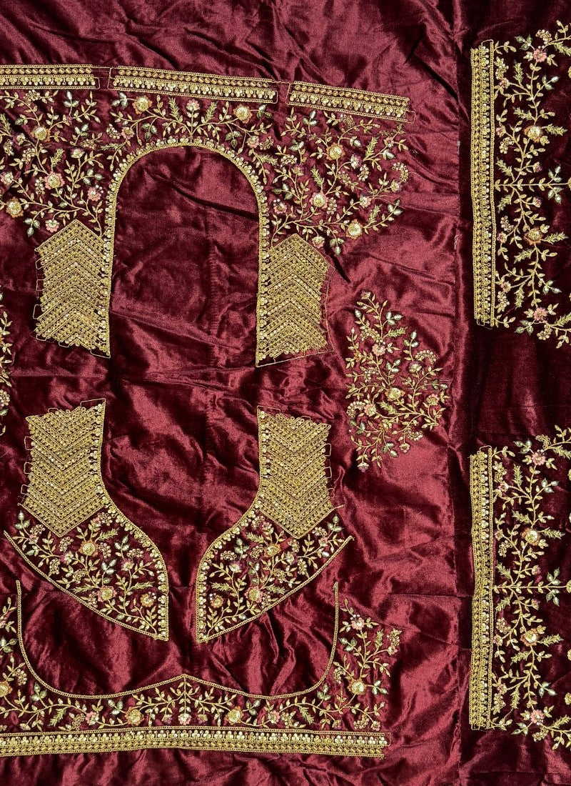 burgundy red Lehenga speaks tradition and bold beauty – perfect for weddings, bridal wear, and grand celebrations.
