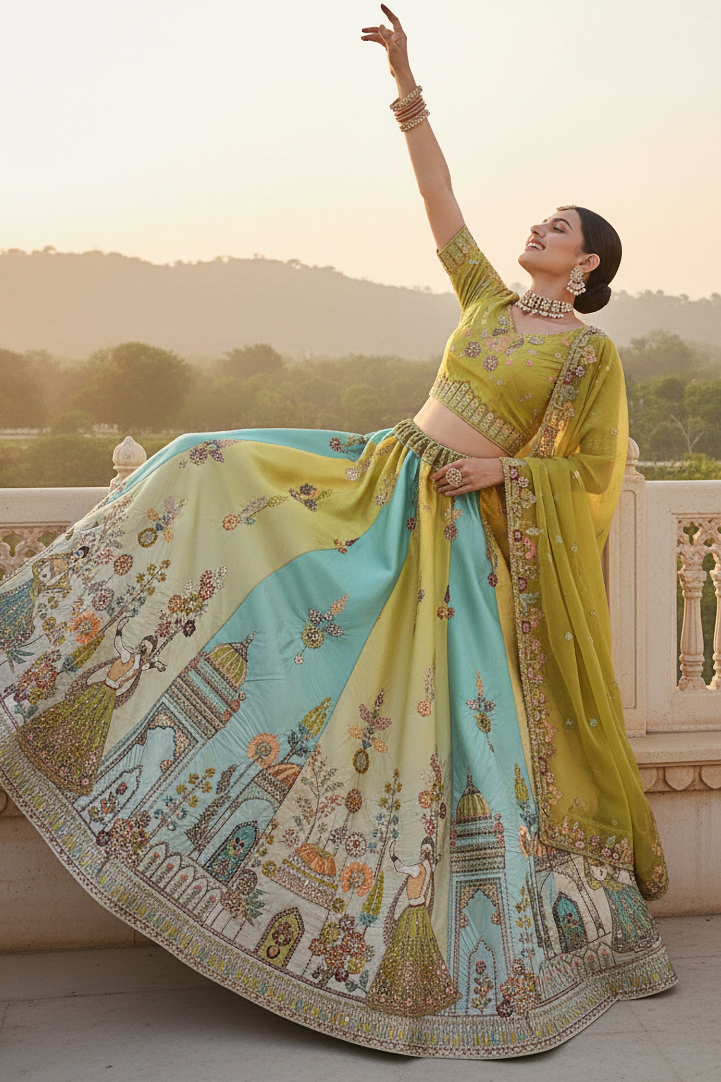 Heavy embroidered bridal lehenga in red and gold – wedding lehenga USA