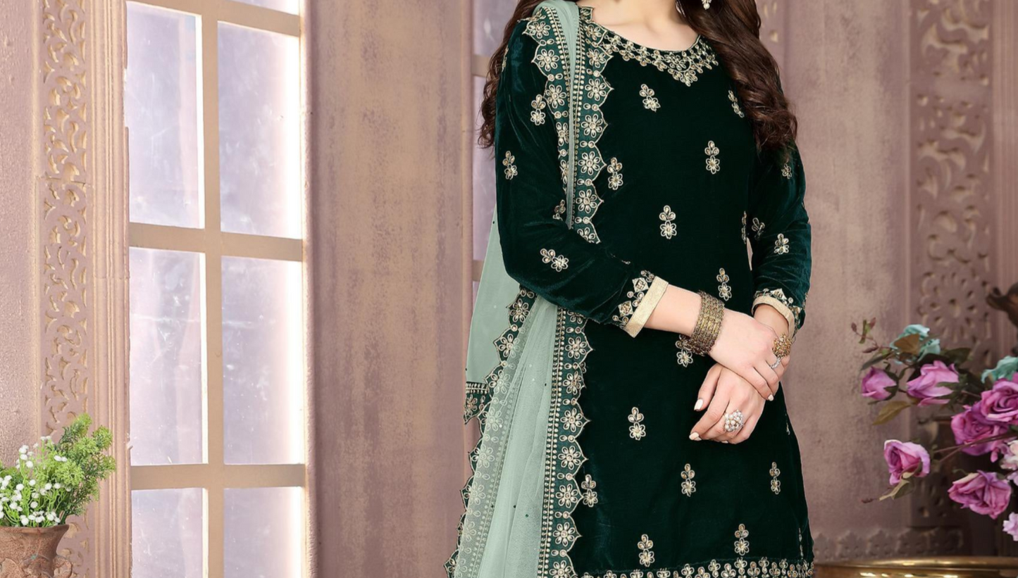 Green Patiyala symbolizes freshness and festivity – great for Mehndi or family gatherings.