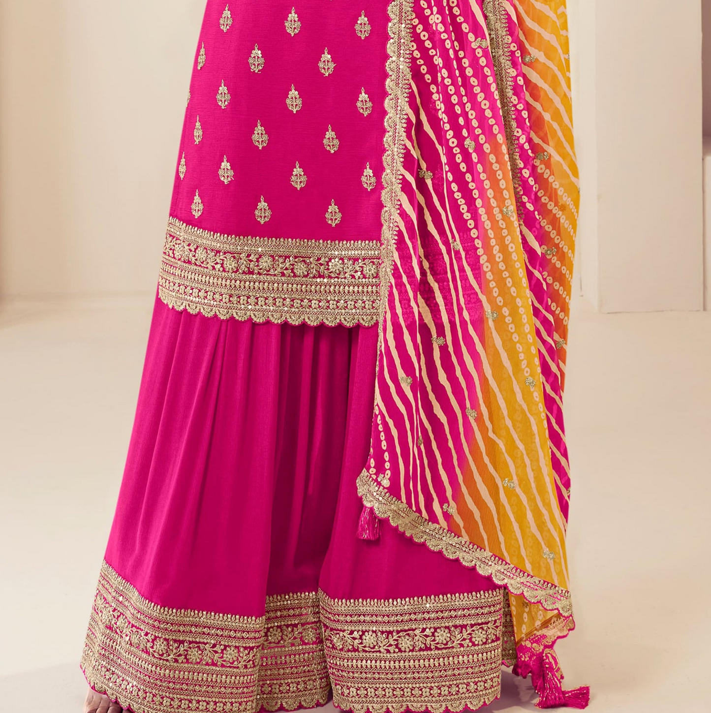 Pink Color Embroidery Worked Salwar Kameez Palazzo Dresses Ethnic Wear for Women USA