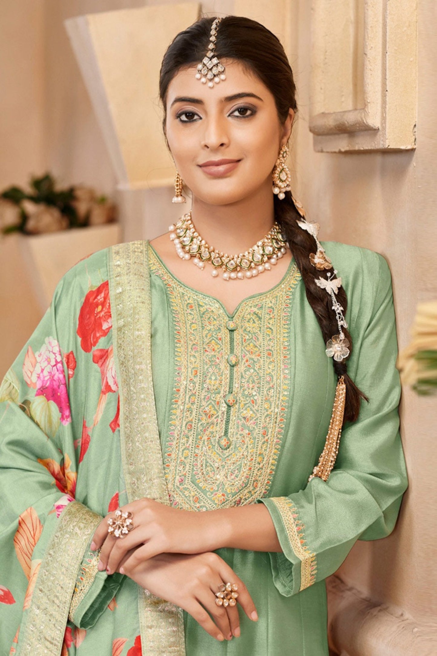 Latest Green Anarkali Gown with Dupatta for USA Weddings