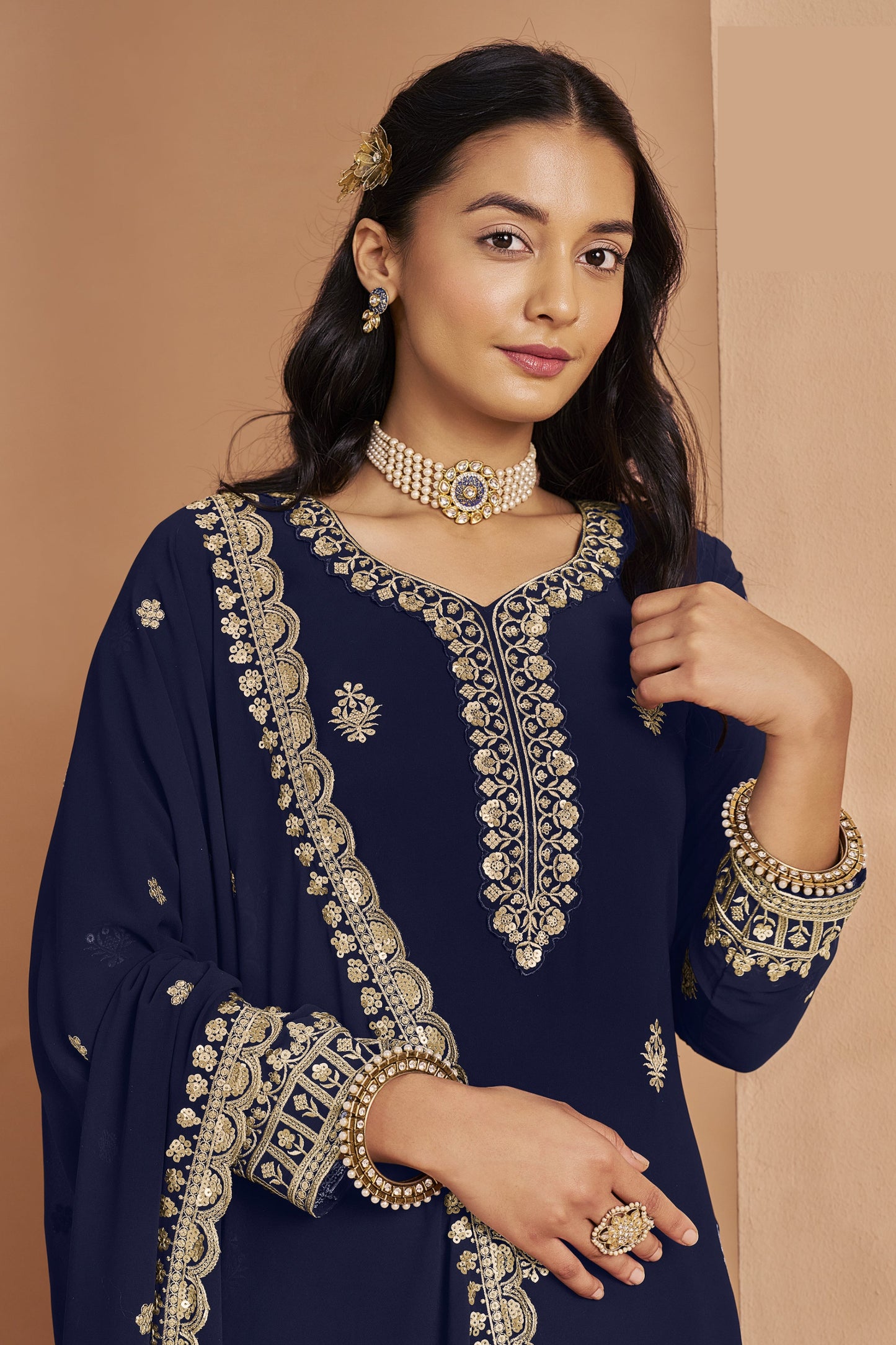 Elegant Anarkali party gown for wedding guest USA