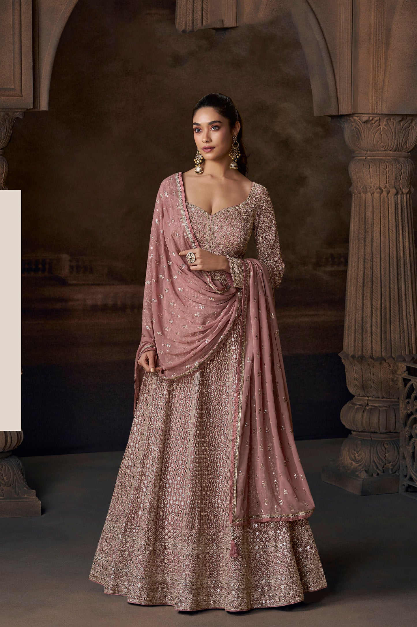 Reception Party Wear Beautiful Long Embroidered Anarkali Gown