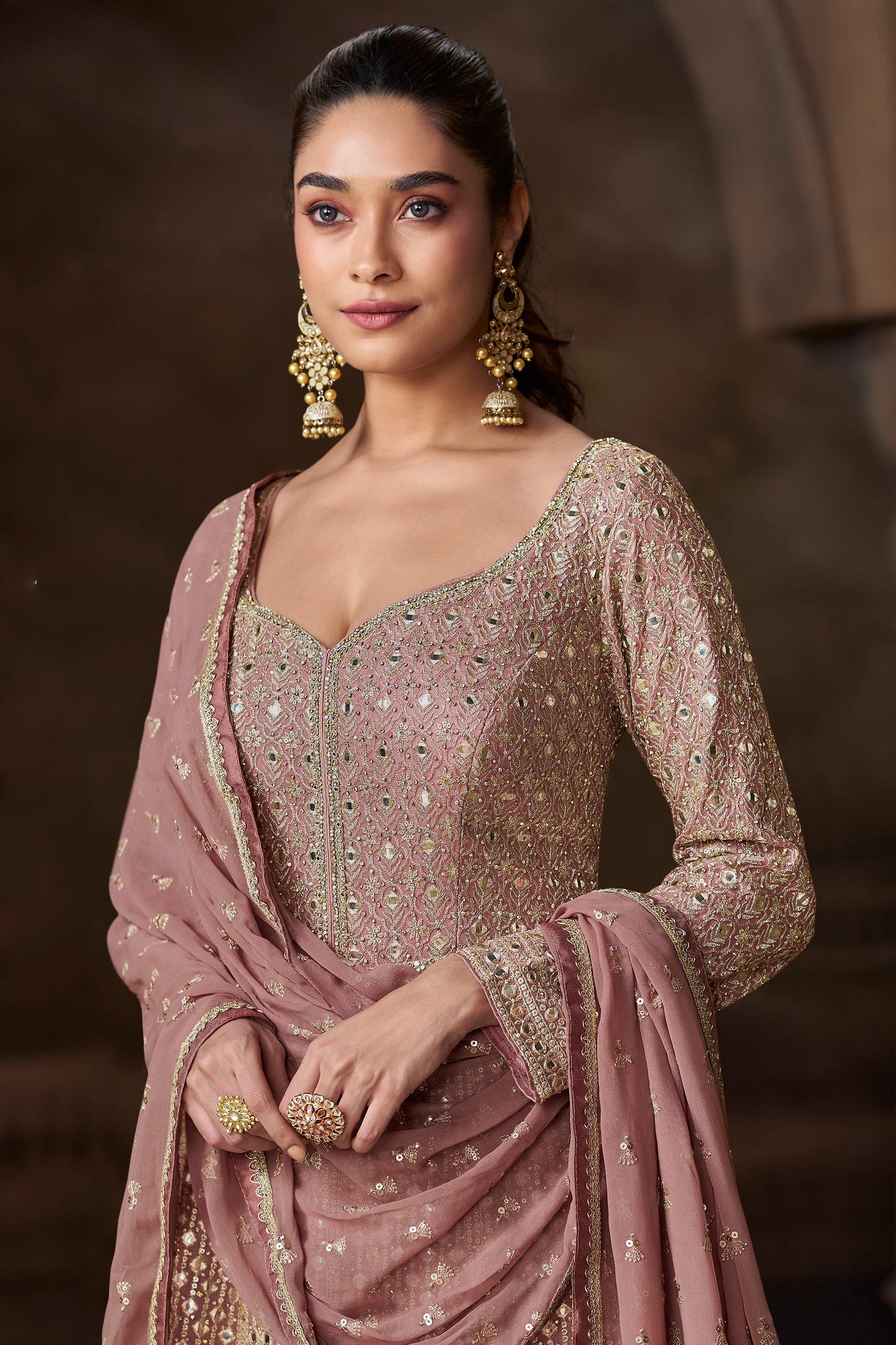 Reception Party Wear Beautiful Long Embroidered Anarkali Gown