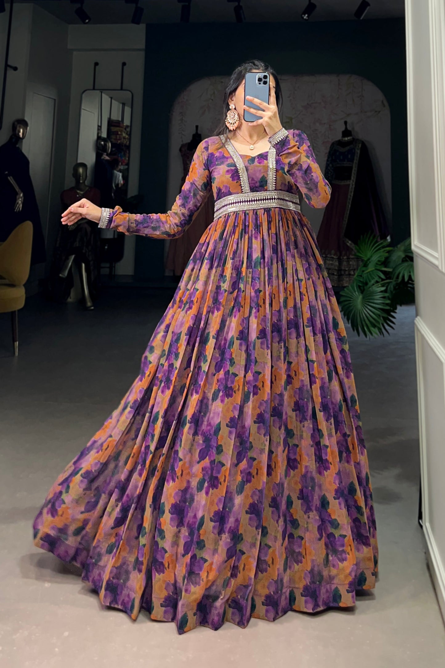 Multi-Color Designer Georgette Anarkali Gown for Wedding Event