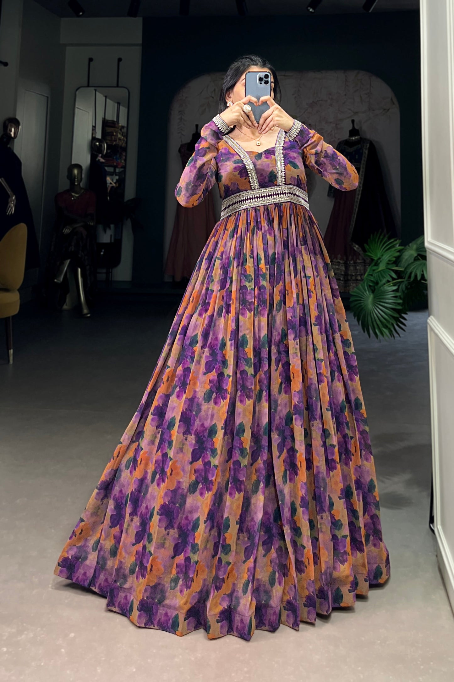 Multi-Color Designer Georgette Anarkali Gown for Wedding Event