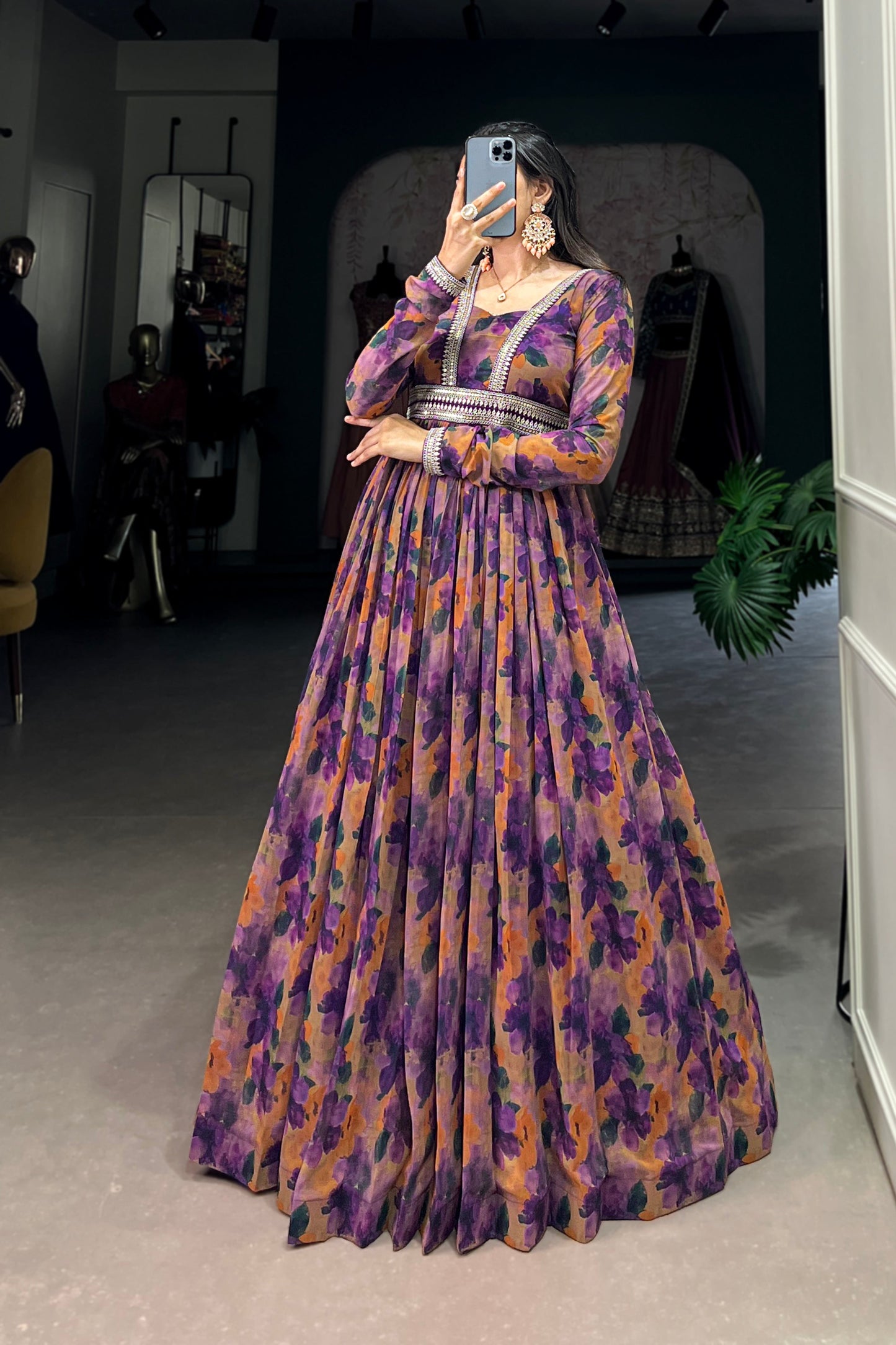 Multi-Color Designer Georgette Anarkali Gown for Wedding Event