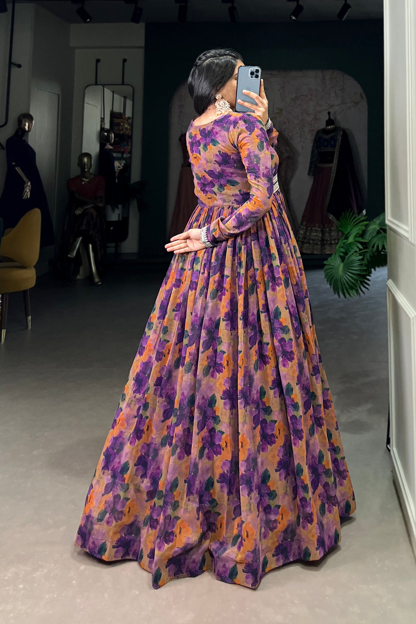Multi-Color Designer Georgette Anarkali Gown for Wedding Event