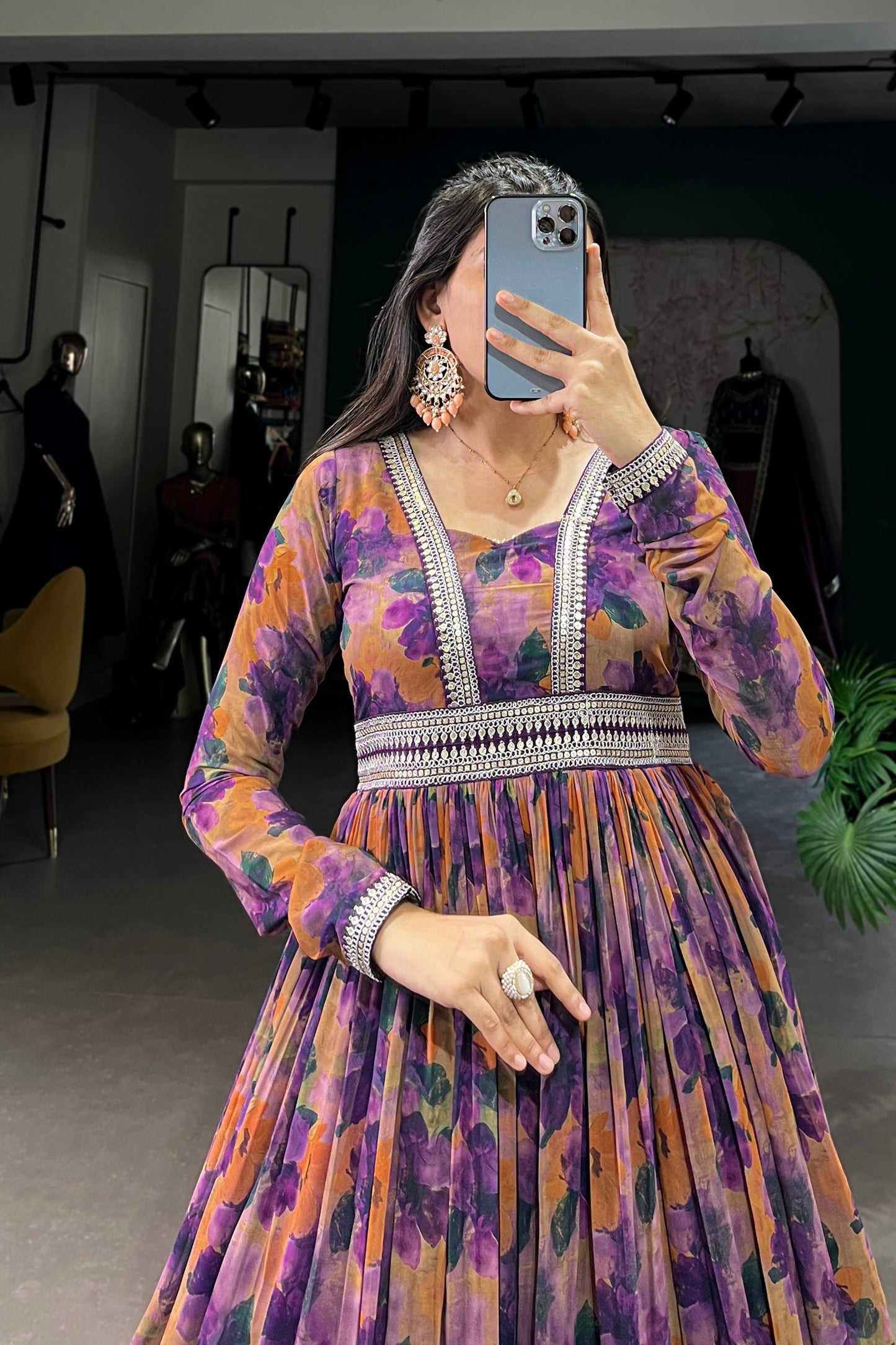 Multi-Color Designer Georgette Anarkali Gown for Wedding Event