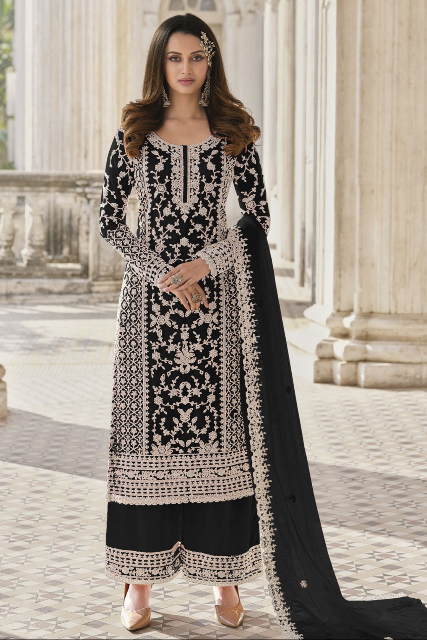 Black Bridal Look Luxury Designer Salwar Kameez with Dupatta